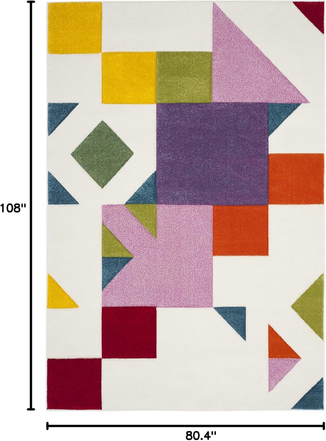 SAFAVIEH Hollywood Collection Area Rug - 6'7" x 9', Ivory & Rose, Mid-Century Modern Design, Non-Shedding & Easy Care, Ideal for High Traffic Areas in Living Room, Bedroom (HLW702A)