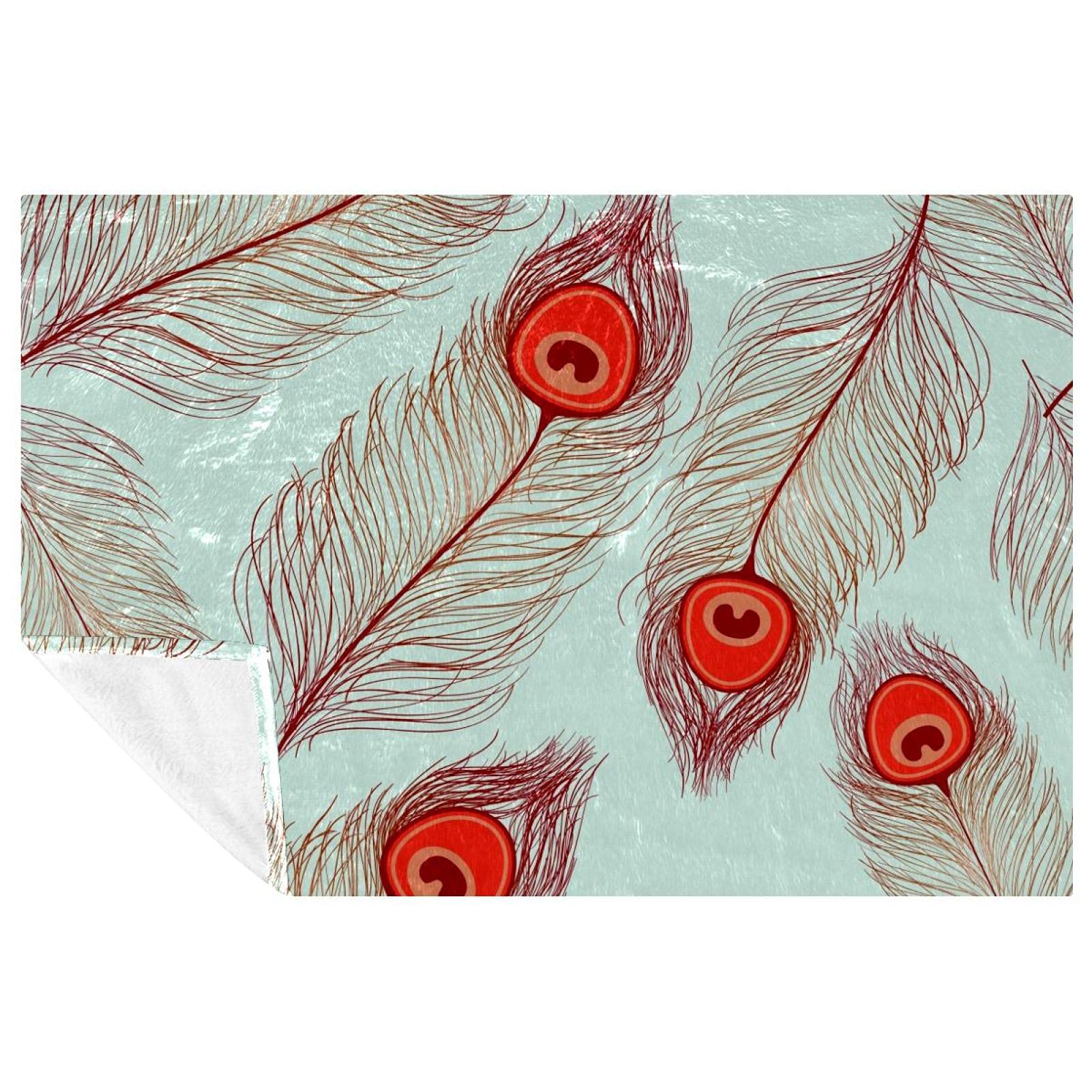 Couverture douce haut de gamme chaude lit et canapé imprimé plumes 150x100