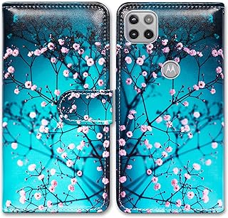 Bcov Motorola One 5G Ace Case, Plum Blossom Flower Leather Flip Phone Case Wallet Cover with Card Slot Holder Kickstand for Moto Motorola one 5G UW ace