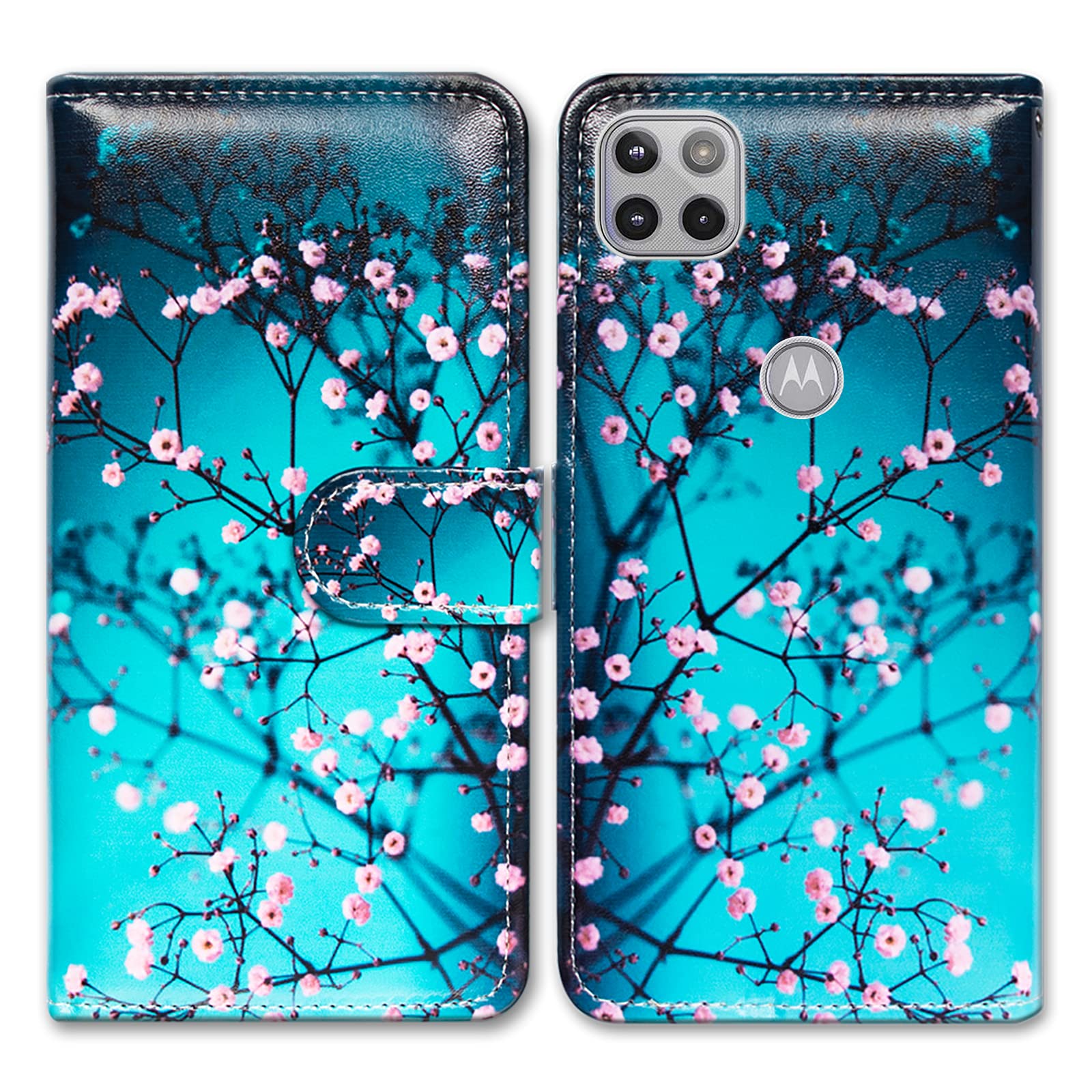 Bcov Case for Motorola One 5G Ace, Plum Blossom Flower Leather Flip Phone Case Wallet Cover with Card Slot Holder Kickstand for Moto Motorola one 5G