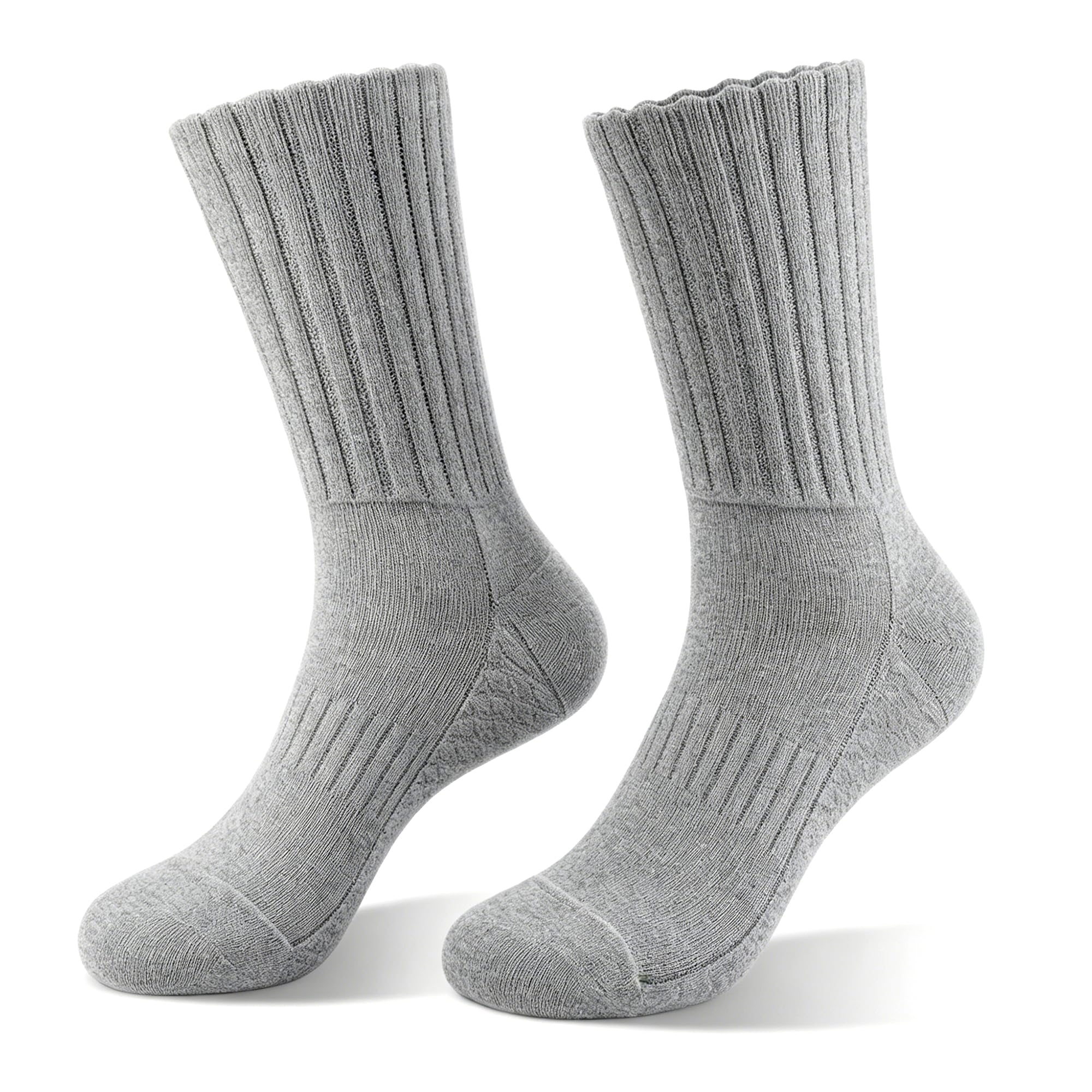 Mickee Men's Grey & Wo Compression Running Socks | Cushion Crew Athletic Socks| Coolmax Anti-Blister, Moisture-Wicking & Anti-Slip | Basketball, Hiking & Training