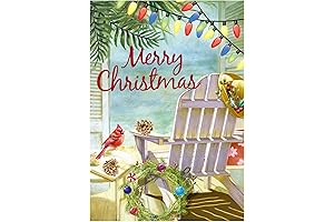 Texupday Christmas Beach Chair Cardinal Tropical Plants Wreath Yard Flag