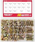 240PCS Grade 8.8 M5 M6 M8 Flanged Bolts and Nuts Kit, Metric Flanged Hex Screws Nuts Includes 14 Most Common Sizes