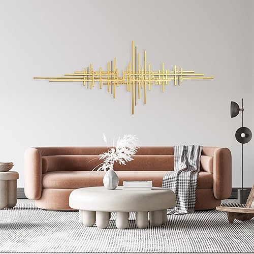 Miniatura 4 de AURTEM Escultura decorativa geométrica de metal para colgar  Decoración artística abstracta de pared para decoración de habitación de coqueta,