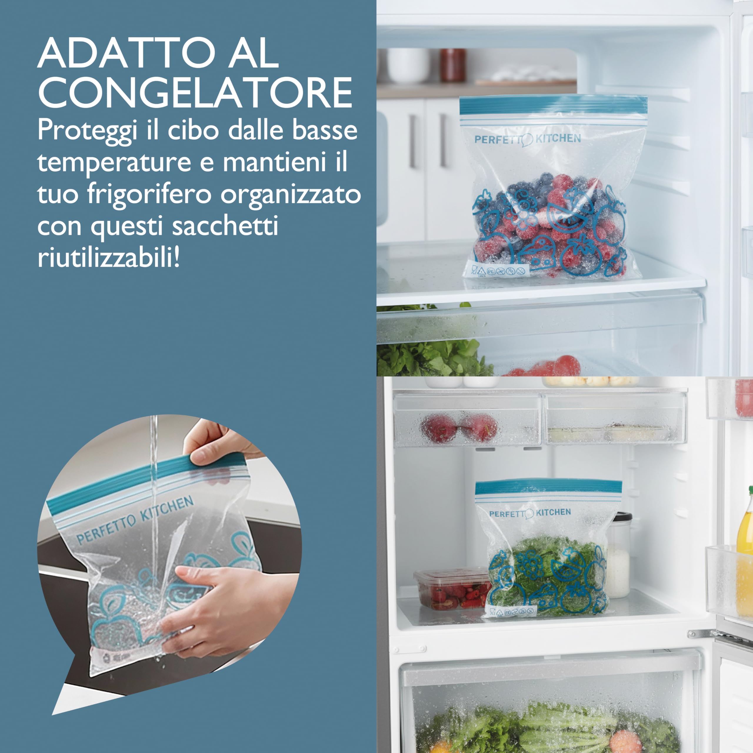 Perfetto Kitchen Frescofood 25 Sacchetti Richiudibili per Alimenti XS 17x15 cm, 1 confezione