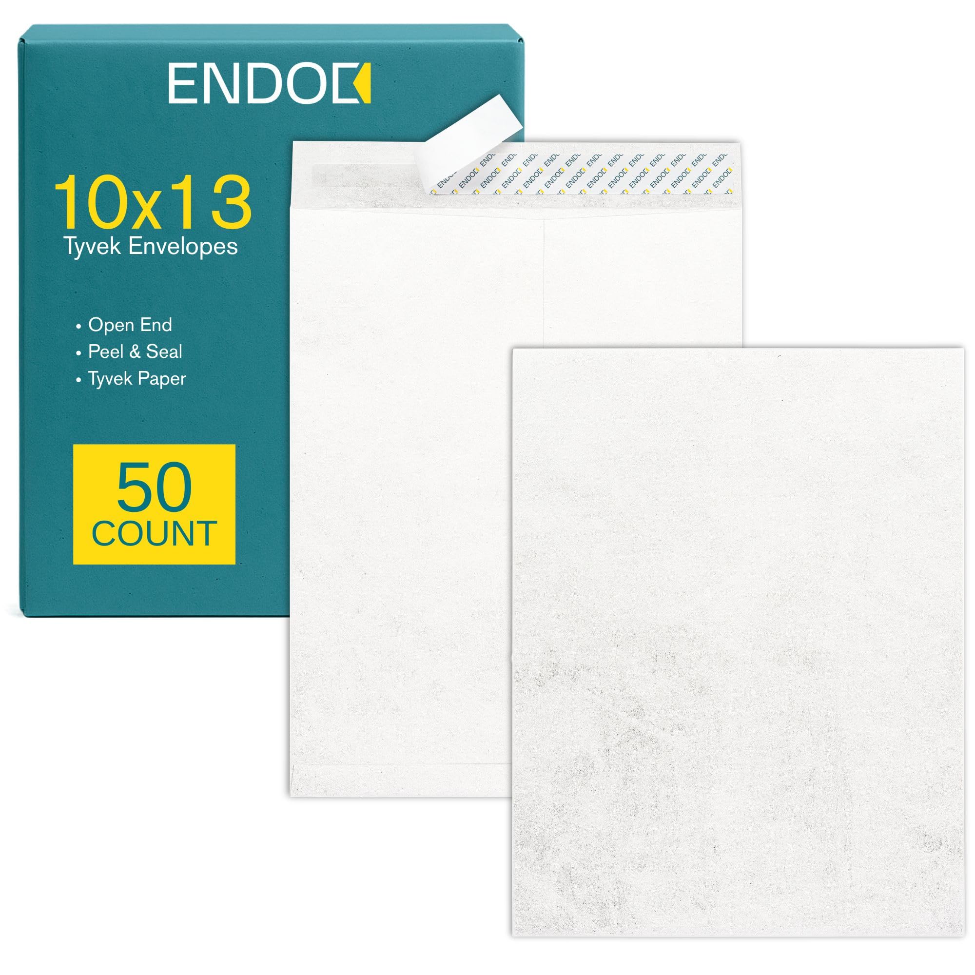 Tyvek Buste 25,4 x 33,5 cm, resistenti agli strappi e all'umidità, buste postali per catalogo con chiusura adesiva, 25 x 33 cm, colore bianco brillante, confezione da 50