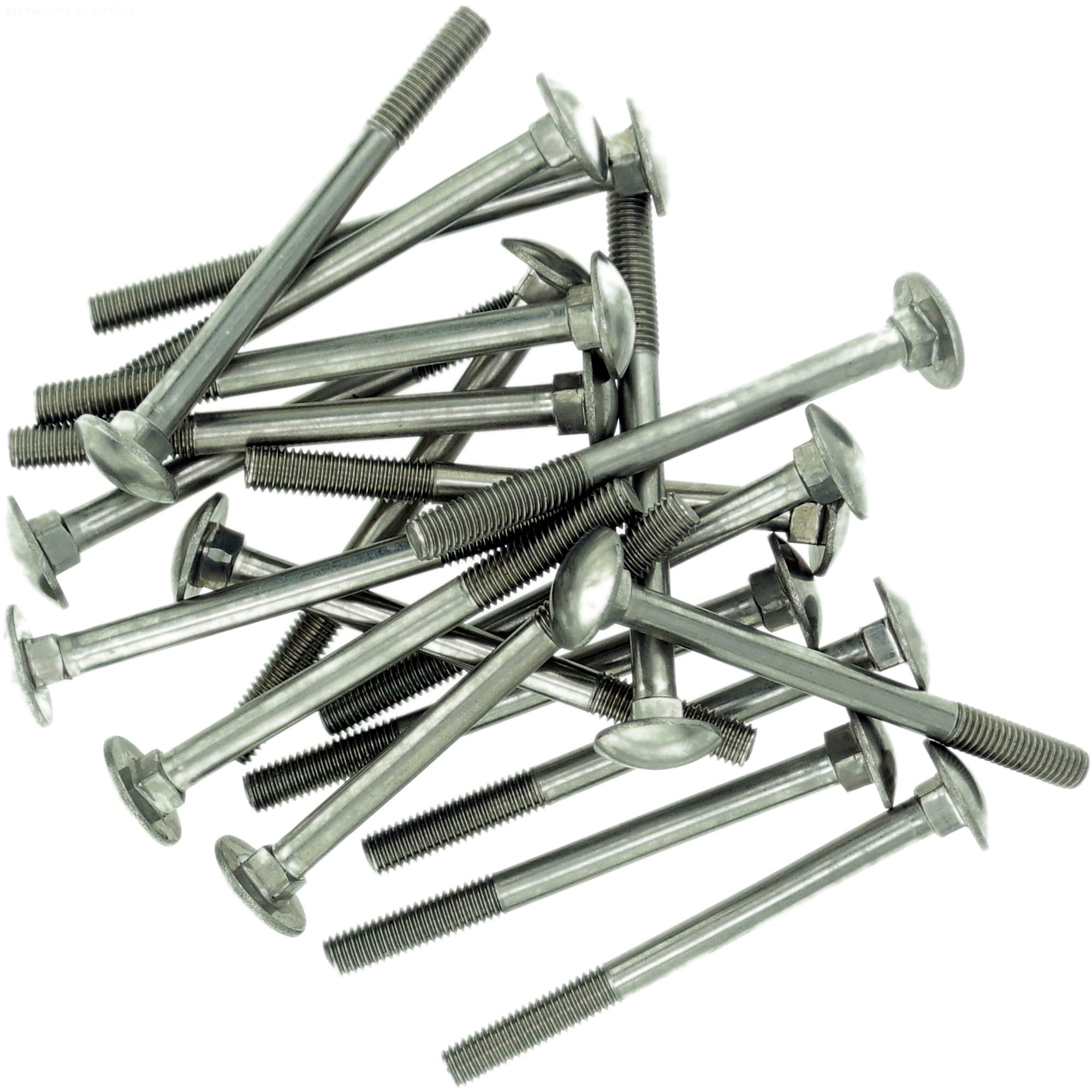 Singularity Supplies M5 (5Mm X 50Mm) Cup Square Carriage Bolt (Partially Threaded) - Stainless Steel (A2) (Pack Of 10)