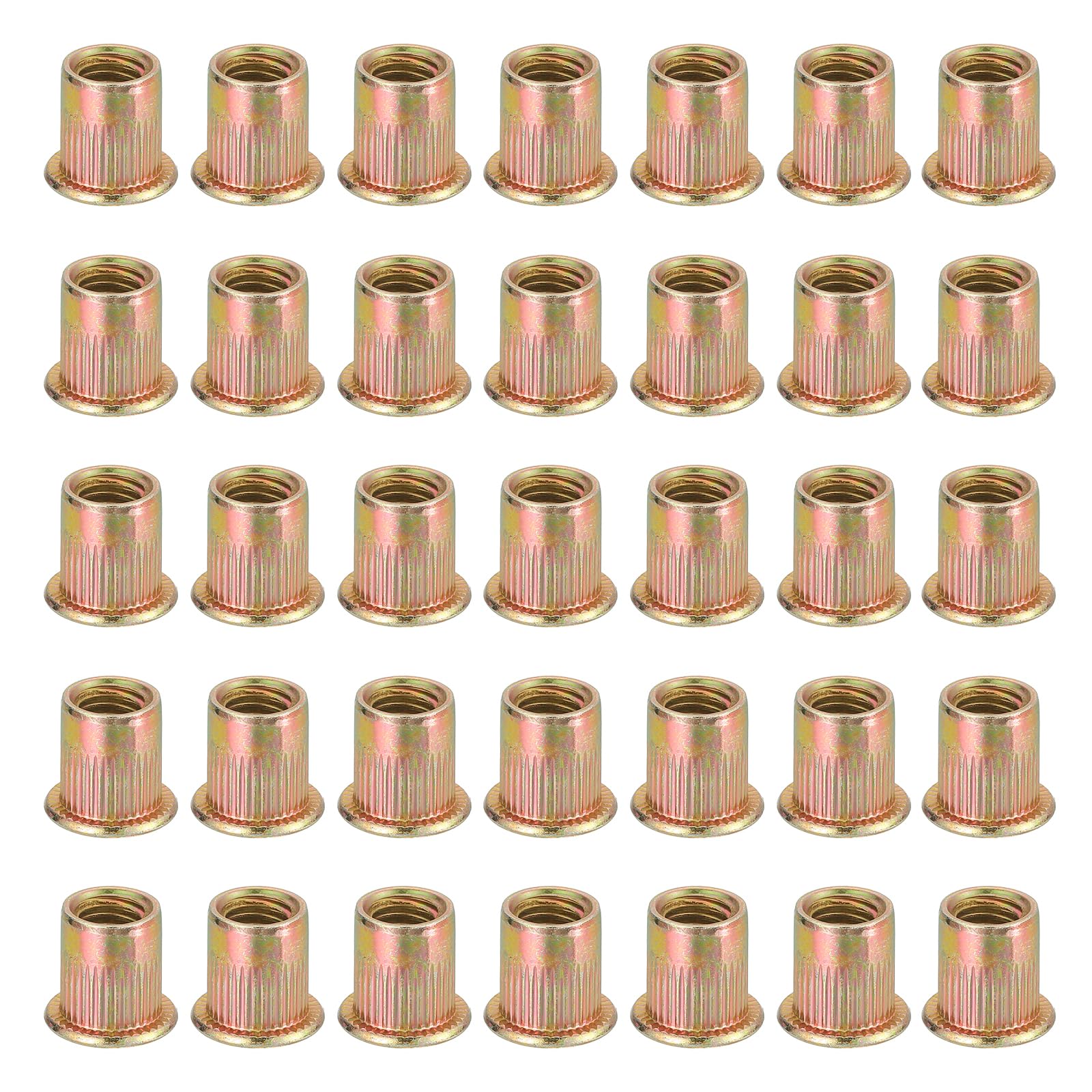 sourcing map 60Pcs M8 x 13.5mm Rivet Nut Carbon Steel Rivet Nut Tool Hardware Nuts Color Zinc-Plate Threaded Insert Nut Suitable for Furniture, Industrial