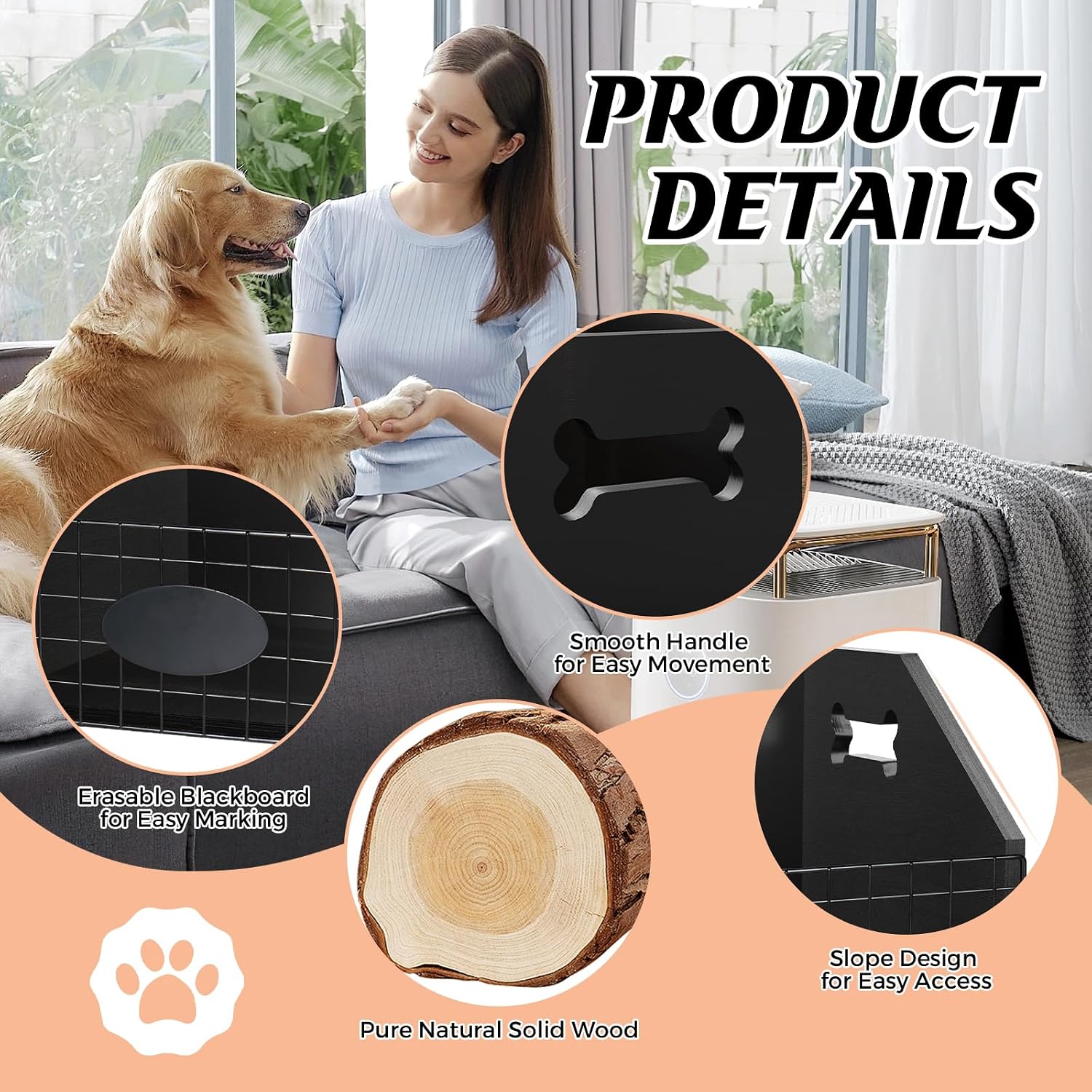Dog Toy Bin - Large Wooden Dog Toy Box - Organizer & Storage for Puppy Leash, Blanket, Food & Accessories