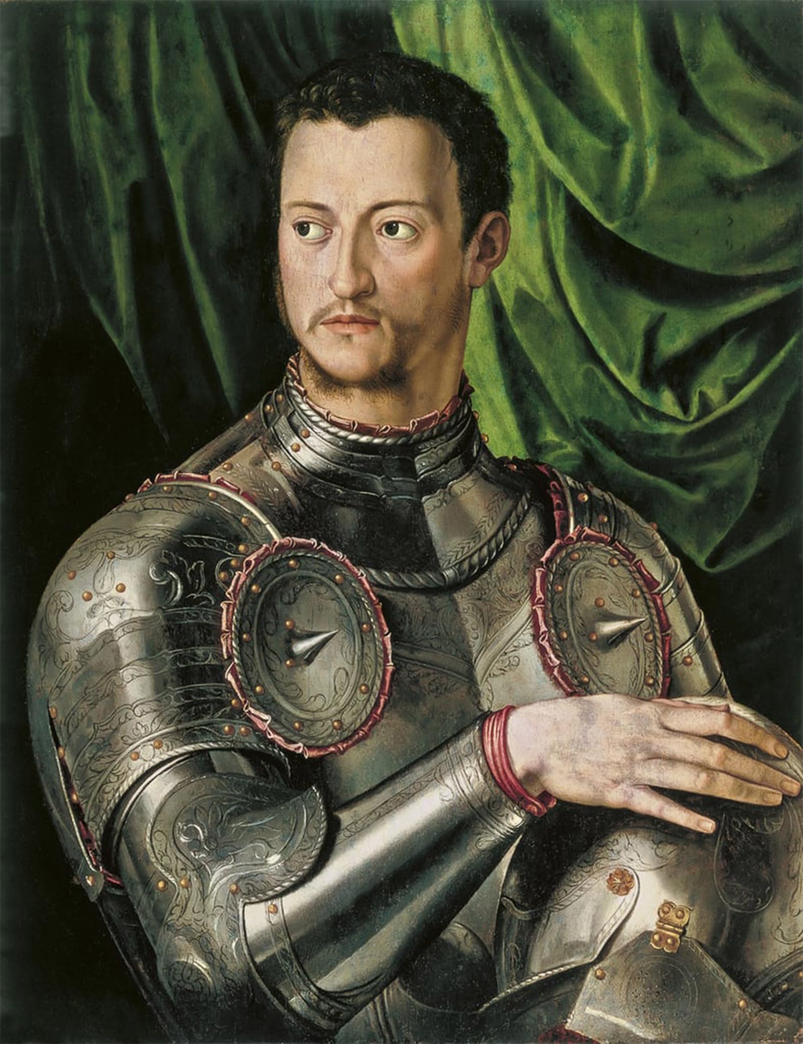 POSTERIIk Vintage Classic Picture Landscape Artwork Portrait of Grand of Tuscany Cosimo I De Medici in Armour by Agnolo Di Cosimo Bronzino Portrait Canvas Painting for Office Home Decor 60x90cm