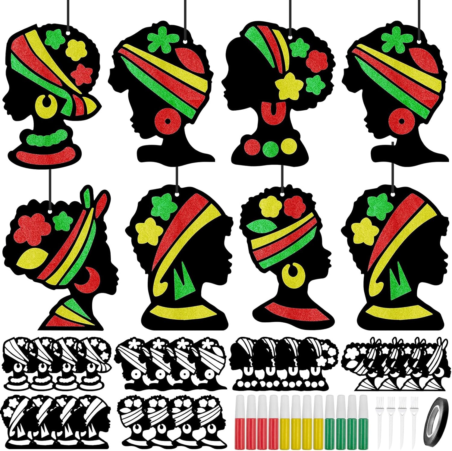 Cinrobiye 24 Sets Juneteenth Sand Art Craft Kit, Freedom Day DIY Classroom Activities Cultural Craft Supplies for School Celebration Party Favors Decorations