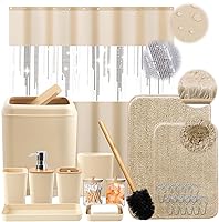 Vista 10 de Juego de baño negro, papelera de baño de 9 piezas, decoración para baño con soporte para cepillo de dientes, taza, dispensador de loción, bandeja