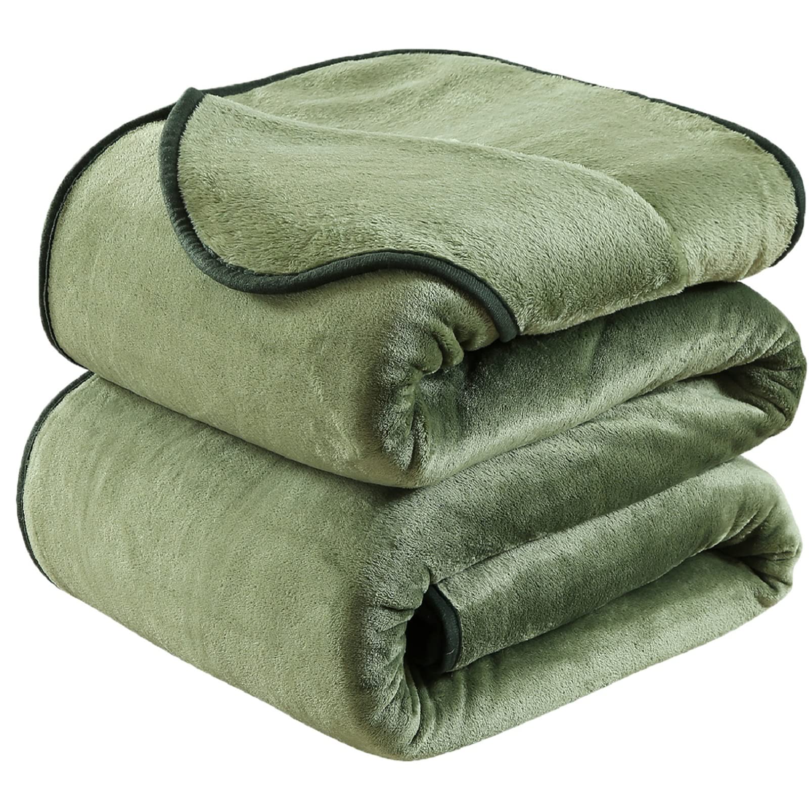 HOZY Baby/Adult Fleece Blanket, 130 x 150 cm, Soft and Warm, Microfiber Polyester, Bedspread, Sofa Throw, Velvet Effect, Easy to Clean, Green — image 1