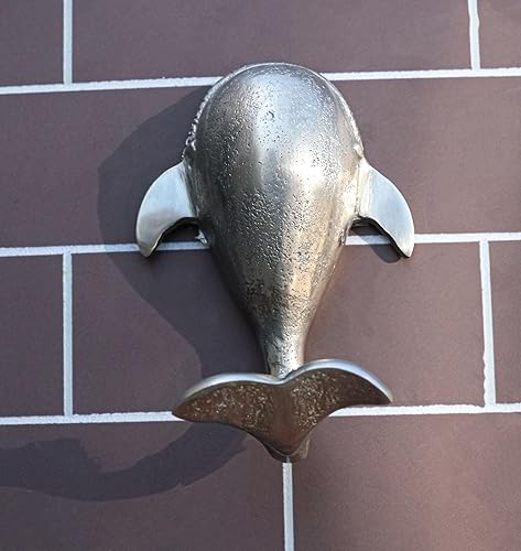 Miniatura 9 de Ebros Gift Paquete de 2 ganchos de pared náuticos de ballena beluga niquelado de 4.5 pulgadas de alto temática costera para montar en la pared,