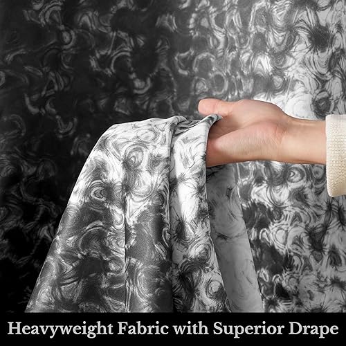 Miniatura 4 de PONY DANCE Cortinas opacas 100% blancas y grisáceas de 84 pulgadas de largo, cortinas opacas degradadas para dormitorio, sala de estar, gradiente