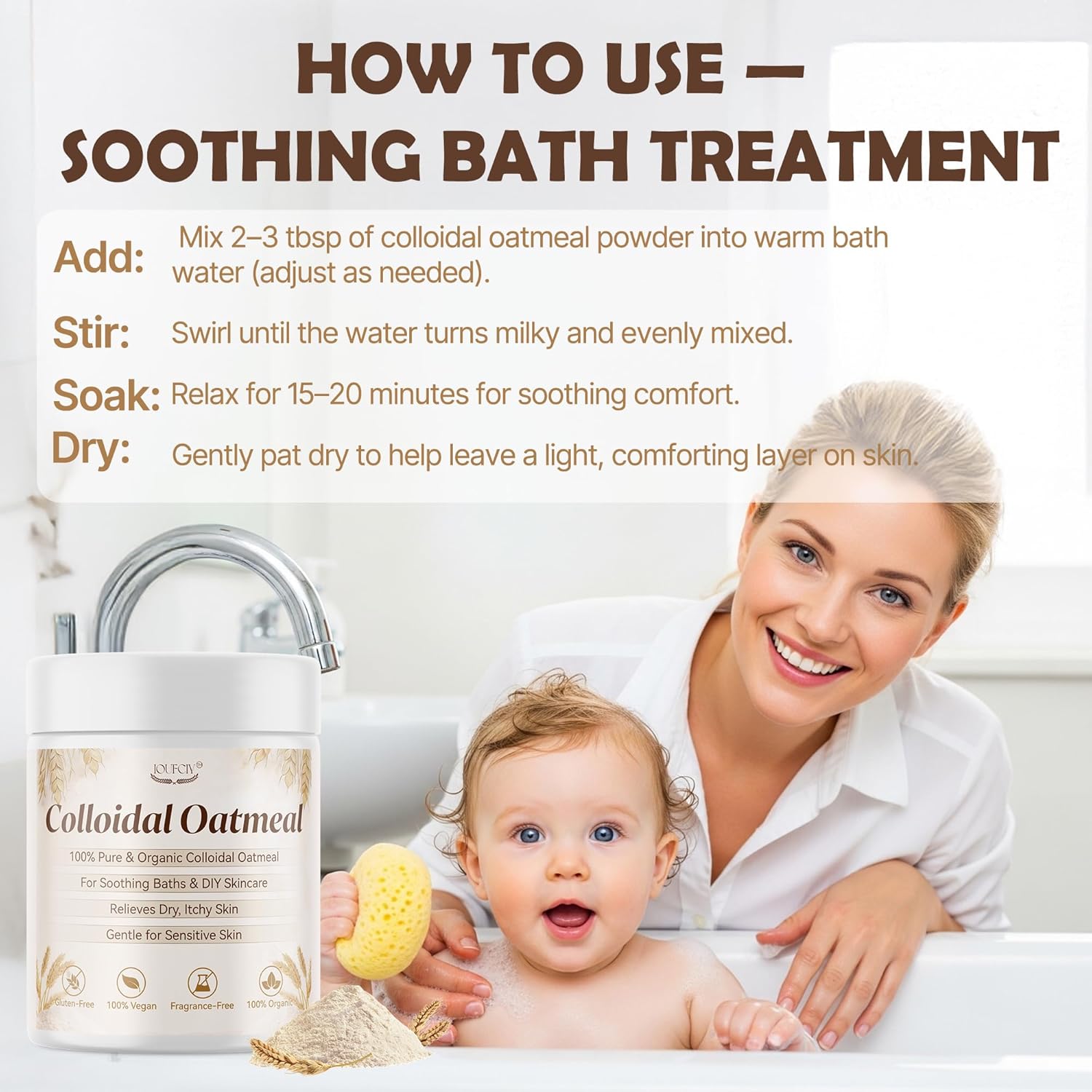 Colloidal Oatmeal, 100% Pure Natural Colloidal Oatmeal Powder for Itchy-Feeling, Dry, Sensitive Skin, Ideal for ColloidalOatmeal Bath, Lotions, DIY Skincare & Soap Making, Gluten-Free, Fragrance-Free - Image 7