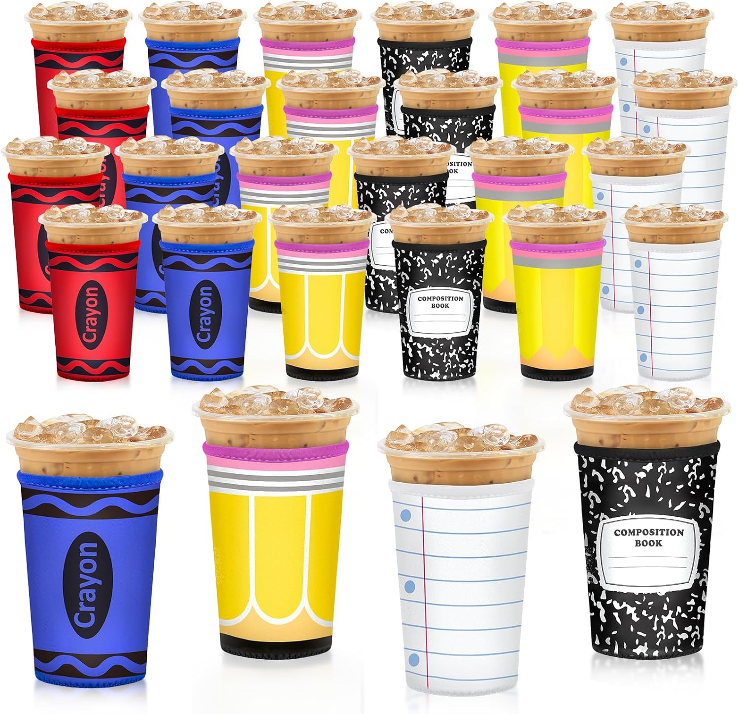 12 Pcs Teacher Appreciation Gift Mug Sleeves 6 Styles Teacher Coffee Cup Sleeve for Teacher Gifts Graduation Party Shelf End of Year Gifts Birthday Exchange Gift