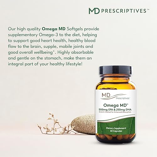 Miniatura 5 de MD Prescriptives Suplemento Omega MD - Aceite de pescado 500 EPA y 250 DHA Omega 3 - Apoya la salud cerebral y las articulaciones* - Sin olor a