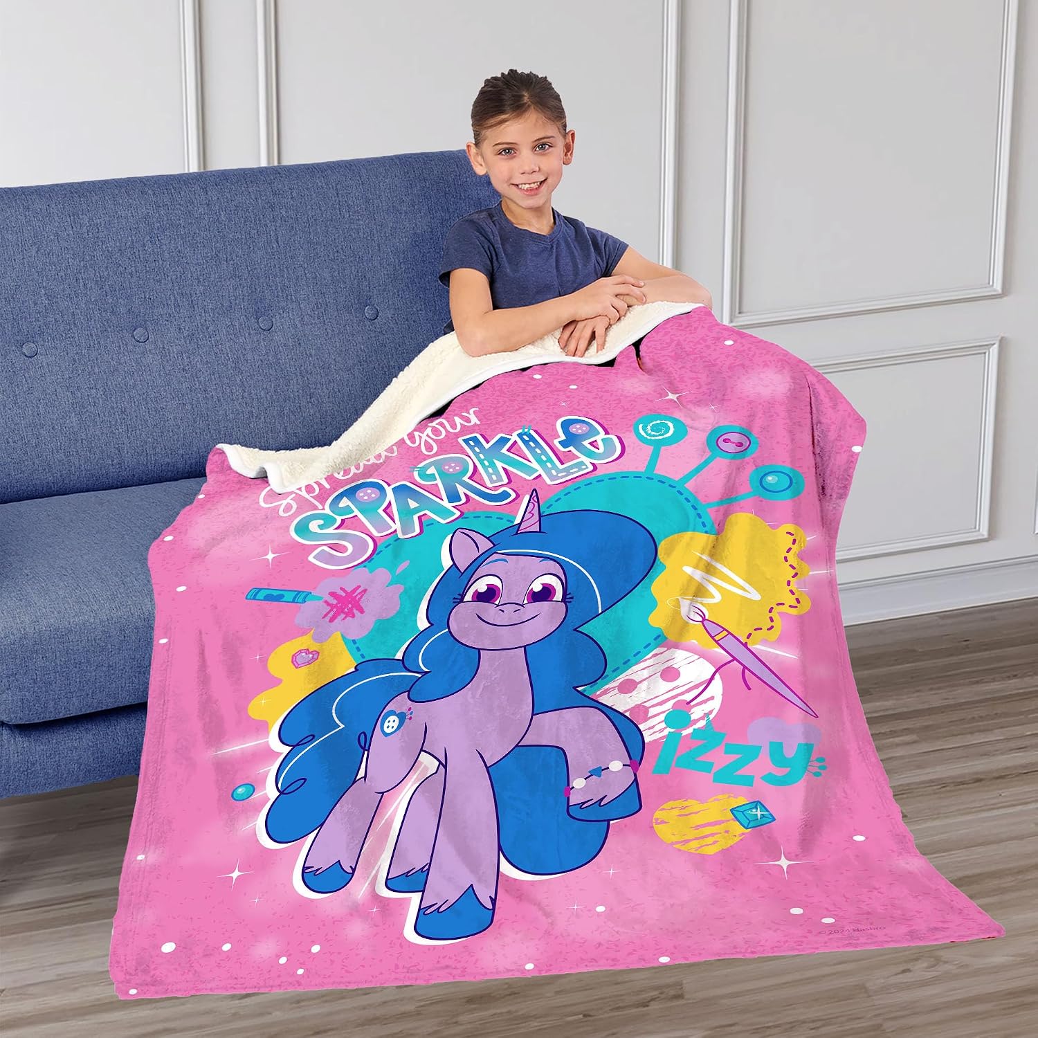NORTHWEST Hasbro My Little Pony, Spread Your Sparkle, Silk Touch Sherpa Throw Blanket, 50 x 60 Inches