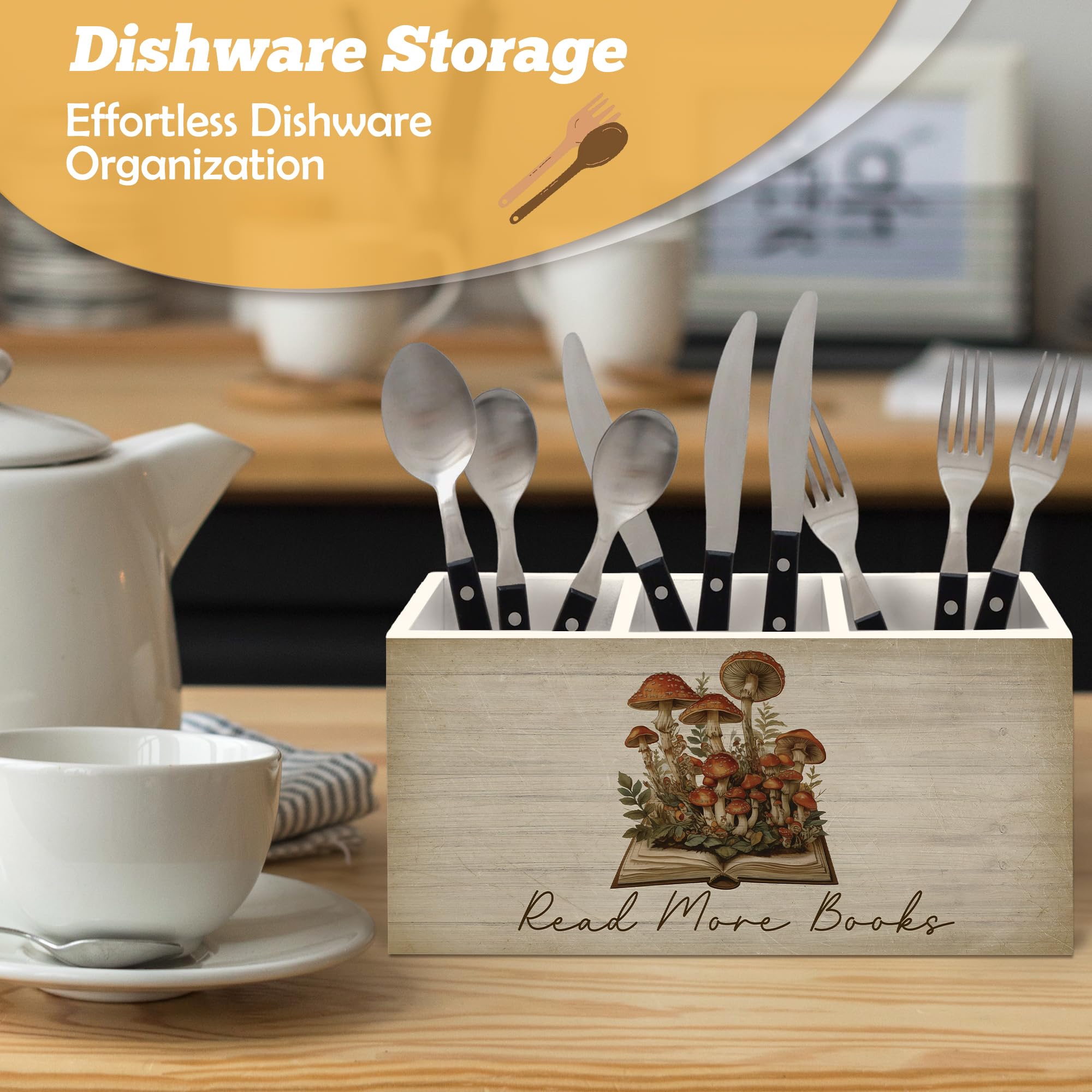 Pilz-Stifthalter für Klassenzimmer, Organizer für Schreibtischzubehör, Lesen Sie mehr Bücher, Buchbuch, Holzbox, Schreibtischdekorationen für Kinder, Leseecke, Ecke, Schuldekoration