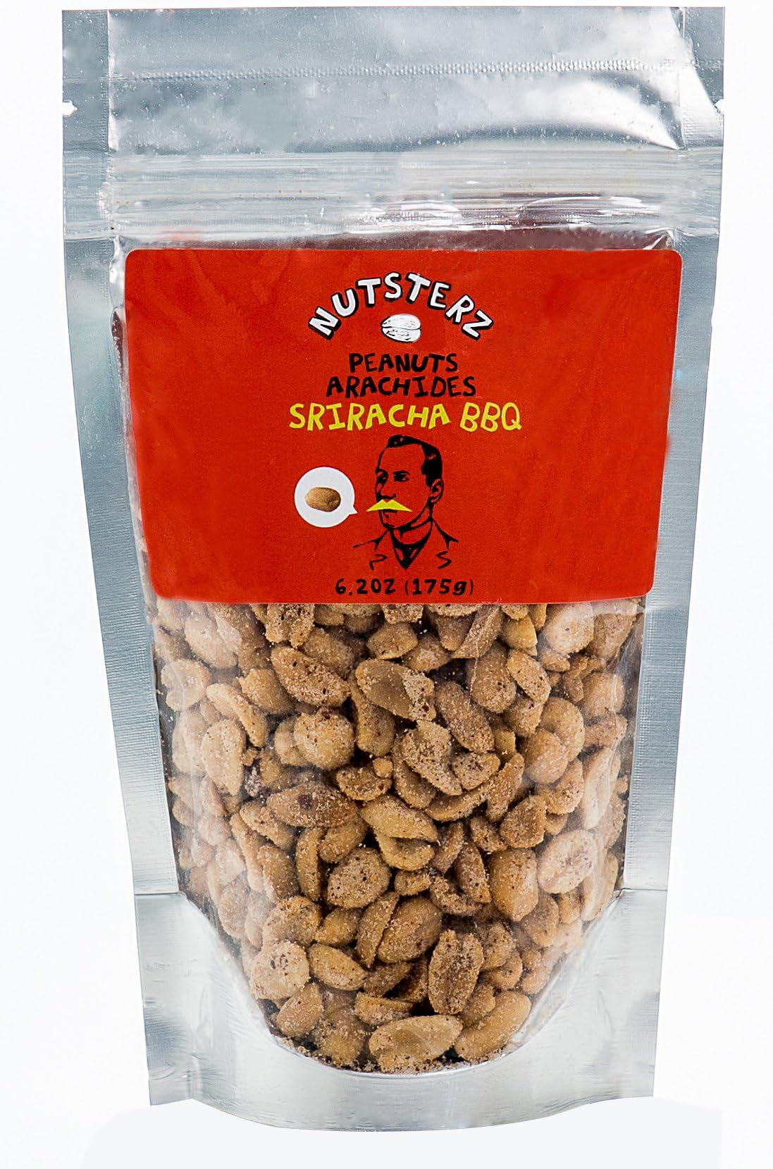 Sriracha BBQ Peanuts from Nutsterz, 12 Pack of 6.24oz Bags of Siracha Barbeque Peanuts, Gourmet Peanuts Flavored with Sriracha Spice, Aged Cayanne Red Peppers, Paprika, Onion, Salt & More! (12 Pack)
