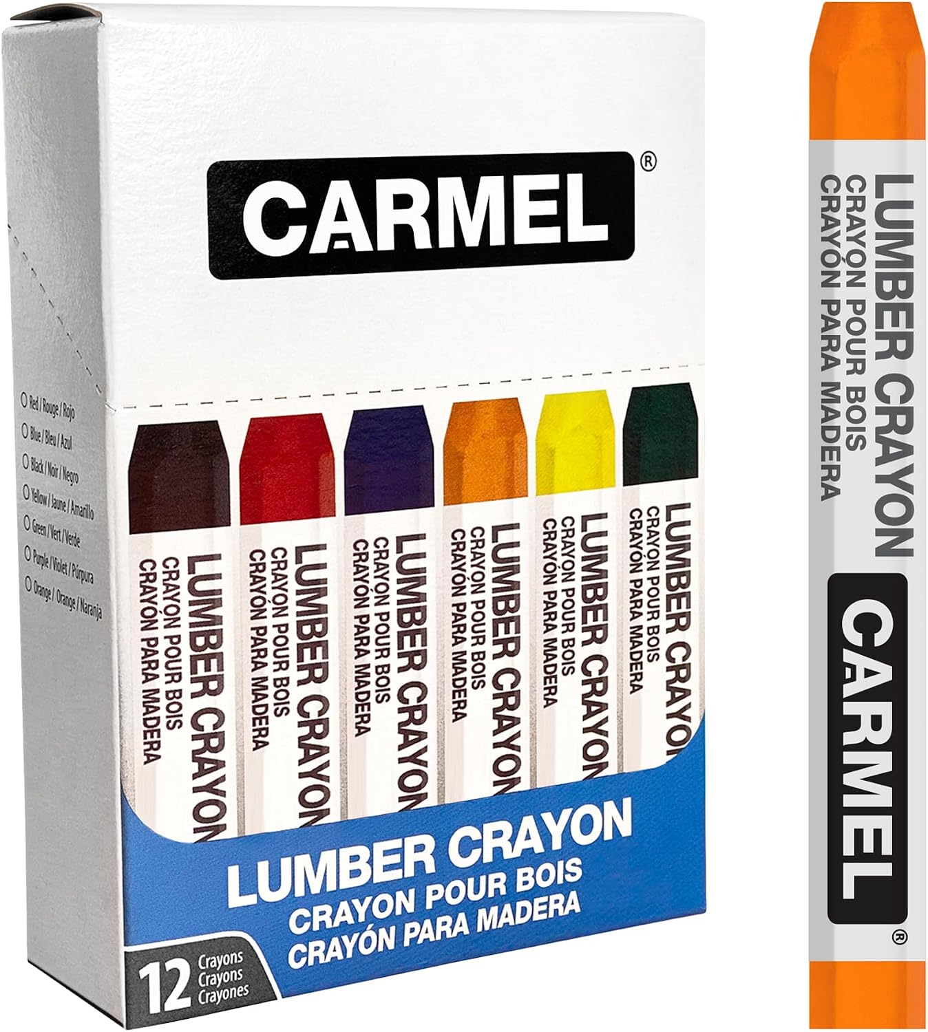 Carmel Lumber Crayon, Box of 12 (Orange), Lumber Marking Crayon, Lumber Marker, Keel Crayon, high-Density Clay Based Paint Crayon, Ideal for Marking on Wood, Lumber, Timber
