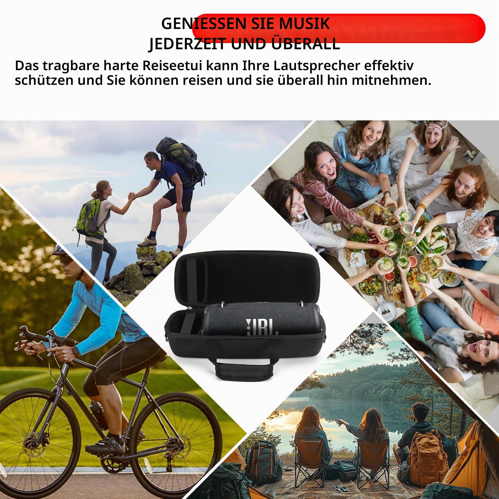 Hard Travel Caryying Case Kompatibel mit JBL Xtreme 4/3 Bluetooth-Lautsprecher, stoßfest, wasserdicht, kratzfest, ideal für Reisen und Aufbewahrung (Schwarz)