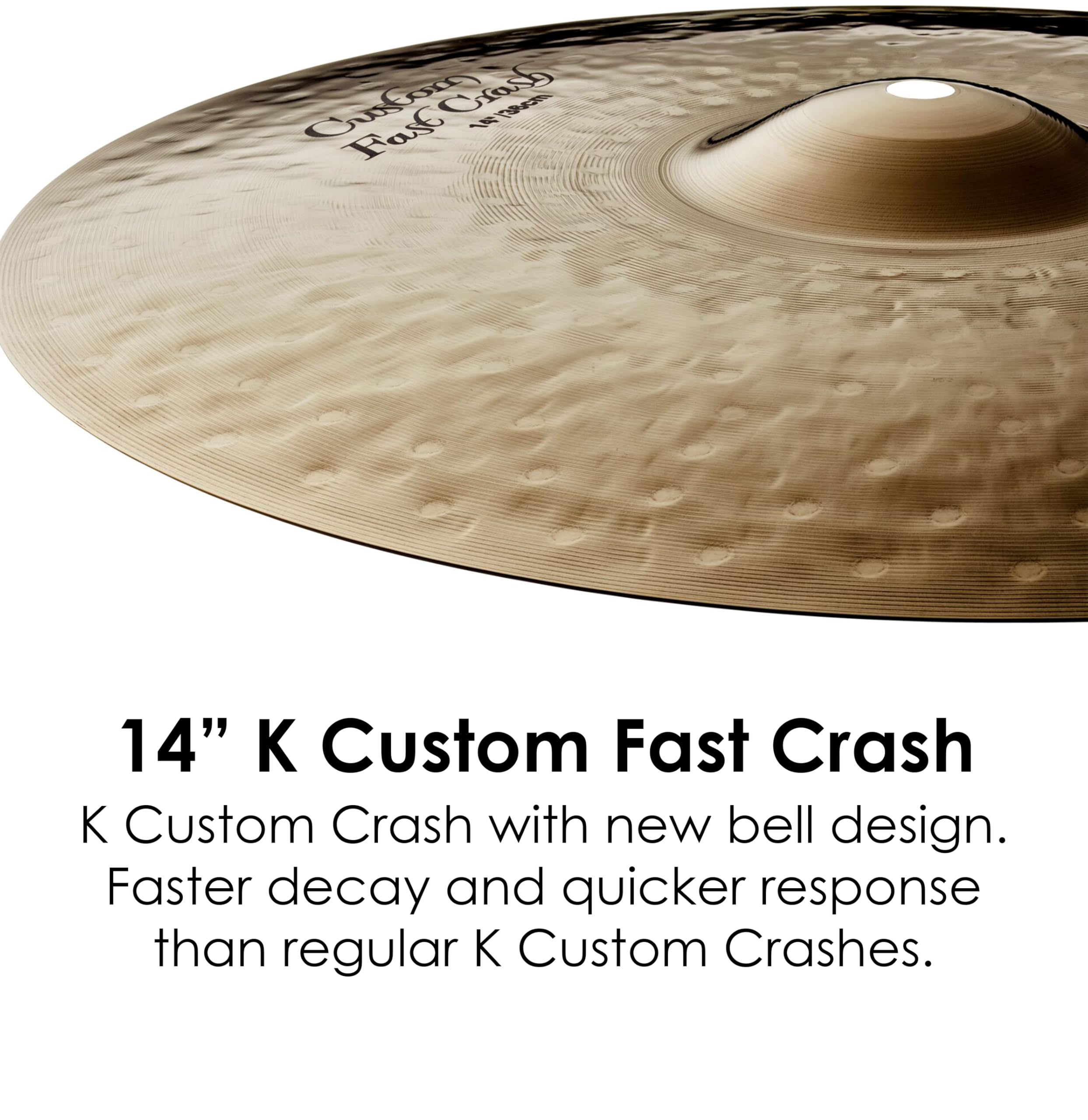 Zildjian K Custom Series - 14" Fast Crash Cymbal - Brilliant finish | Batería de bronce fundido de percusión, acento de respuesta rápida, escenario y juego de estudio