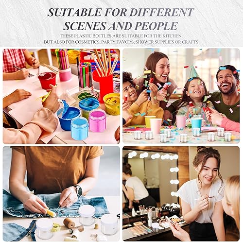 Vista 146 de 6 Pack 6oz Plastic Jars Containers with Lids Wide-mouth Refillable Leakproof Reusable Round Empty Jars for Travel Cosmetic Dry Food Spice Candy Clear