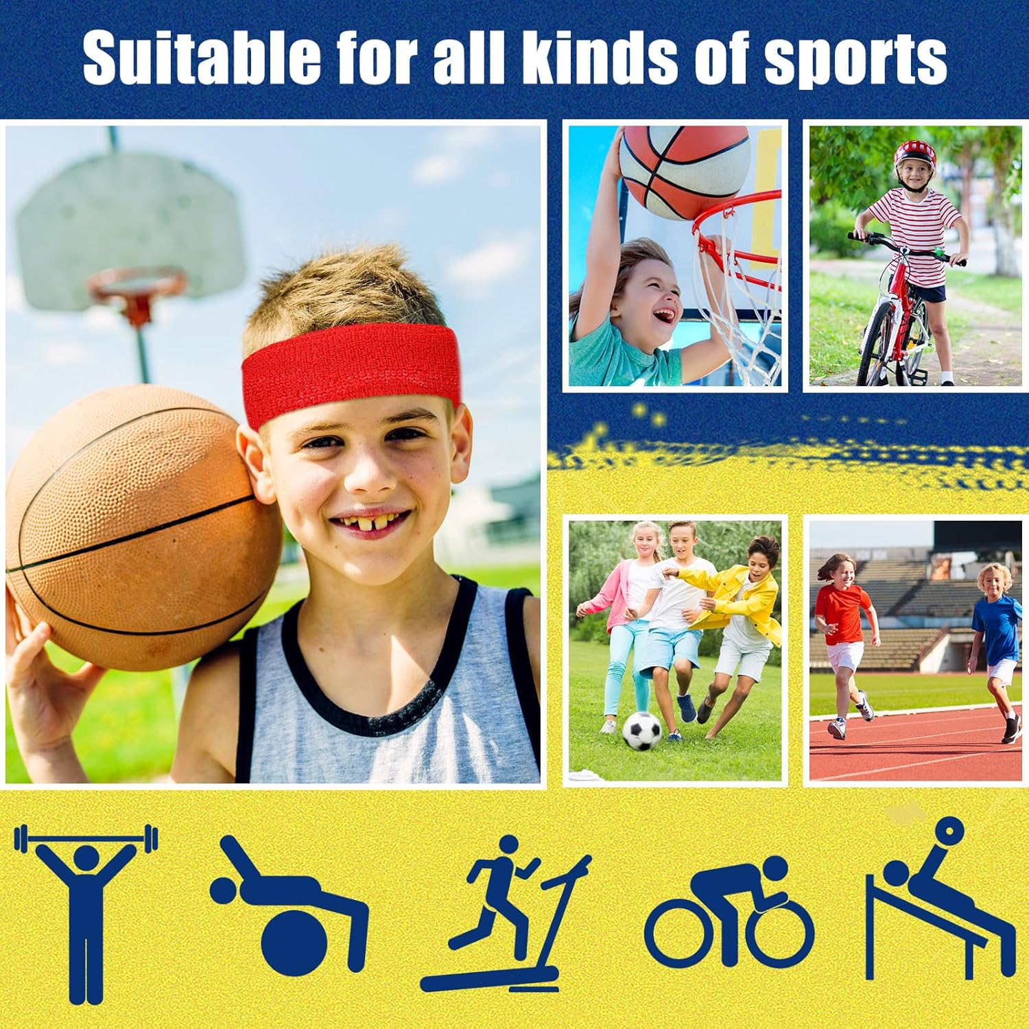 Libima 24 Pcs Kids Sports Headbands - Elastic Cotton Terry Sweatbands for Boys' Sports & Team Activities - Image 5