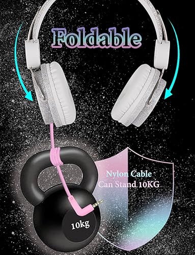 Miniatura 6 de lalacosy Auriculares Princess con micrófono para viajes, escuela, coche, avión, auriculares estéreo HD con cable de nailon para