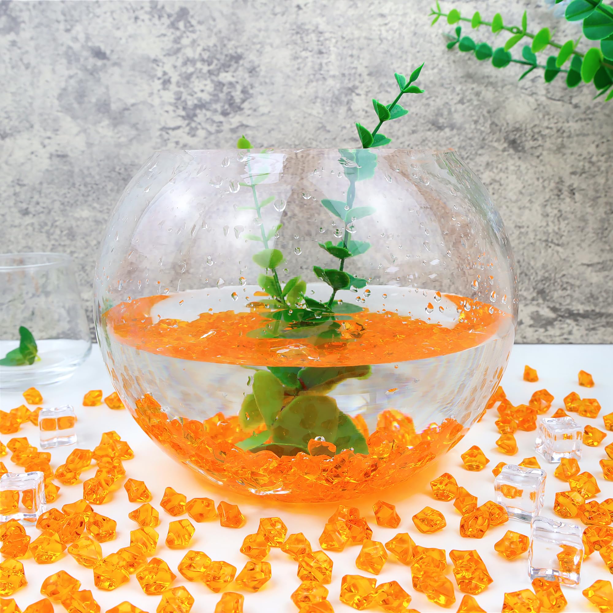 MAIBAOTA 500 PCS Orange Fake Ice Cubes 11x14 mm Vase Fillers Acrylic Crushed Ice Rocks Plastic Diamonds Gems Decorative Stones for Wedding Party Table Decorations and DIY Crafting - Image 3