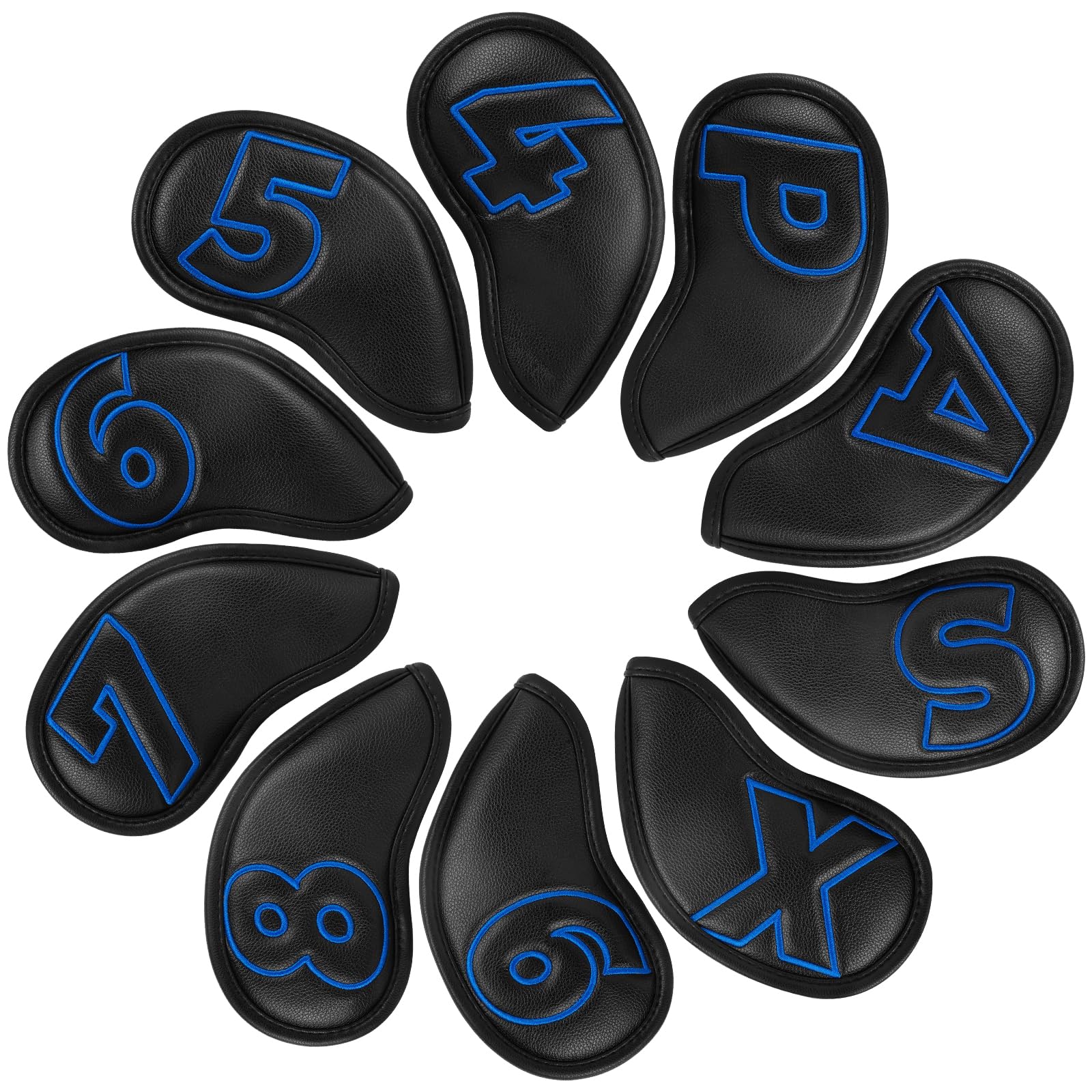 Craftsman Golf Black Classic Iron Headcover set with Blue Large No. on Both Sides Magnetic Closure