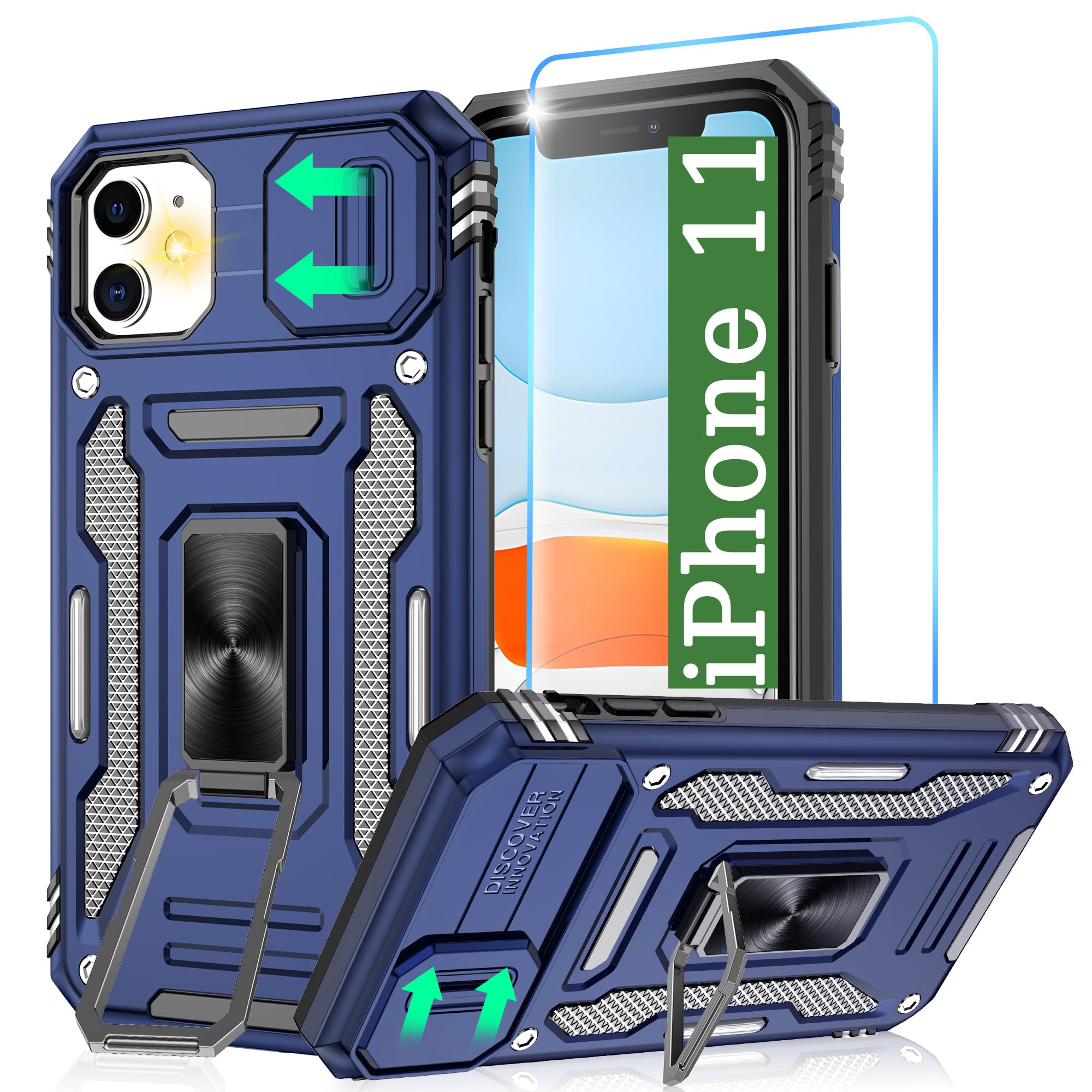 Hülle Für IPhone 11 Pro Max Mit Kamera-Schiebeabdeckung & Magnetring – Militärschutz, Stoßfest