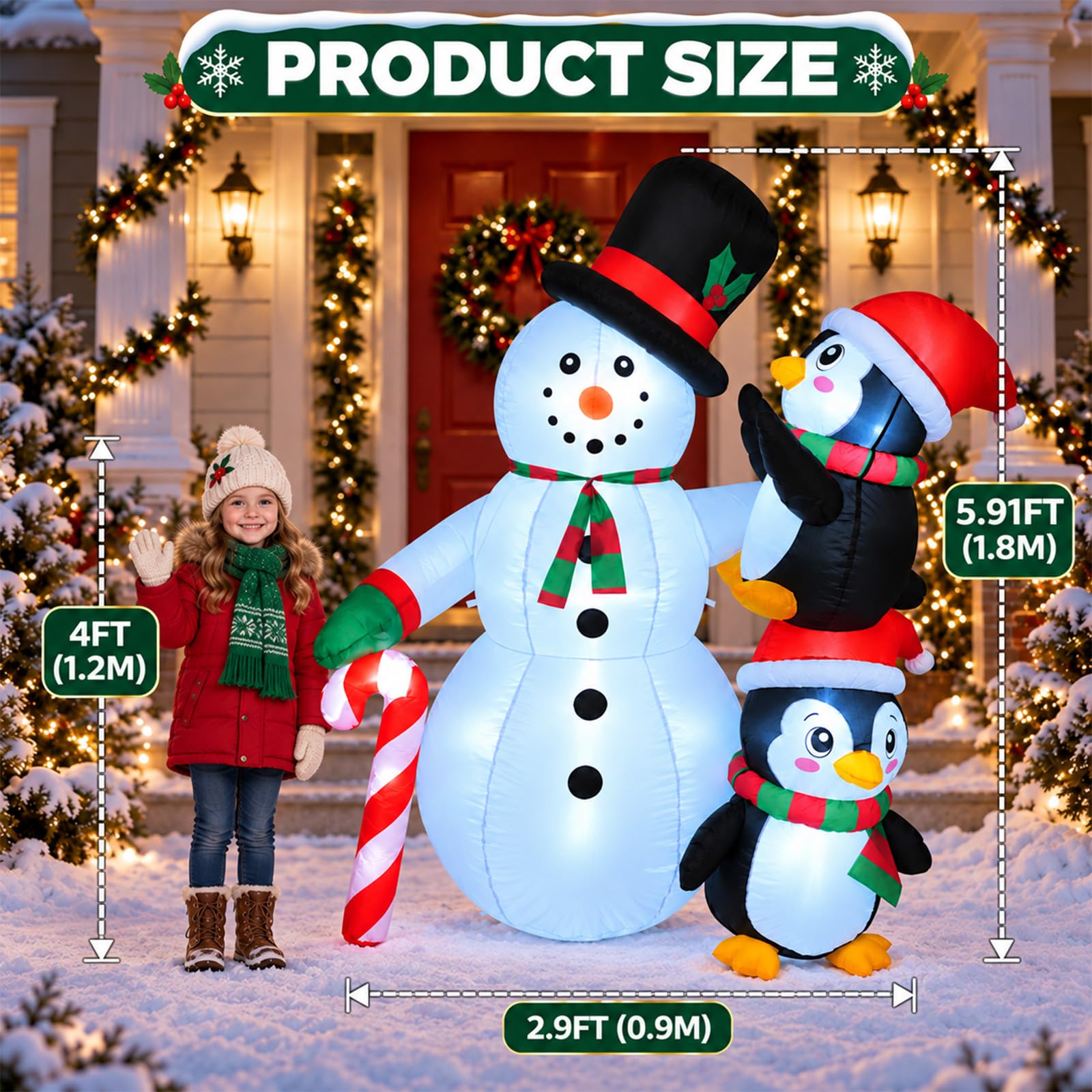 HILAVO Bonhomme de neige gonflable de Noël de 1,5 m