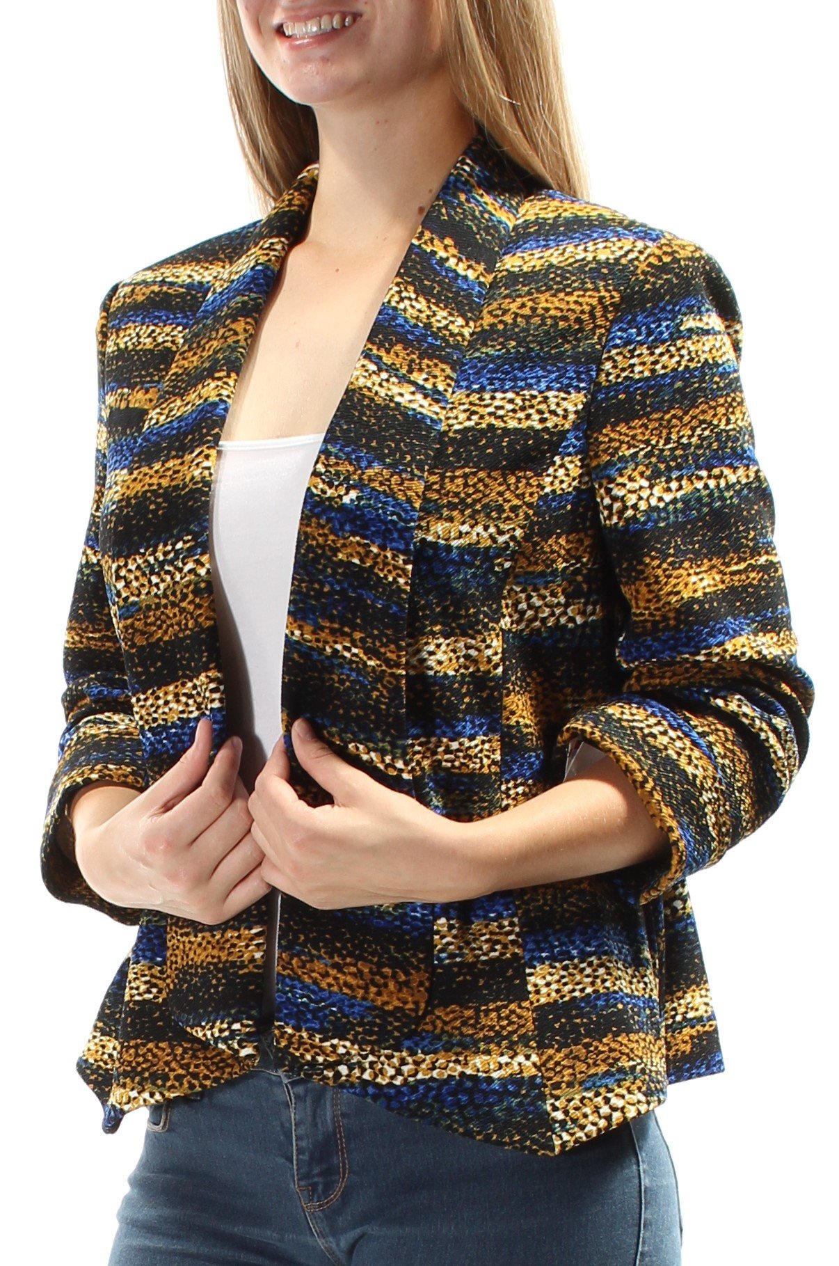 KasperWomens Textured Printed Open-Front Blazer