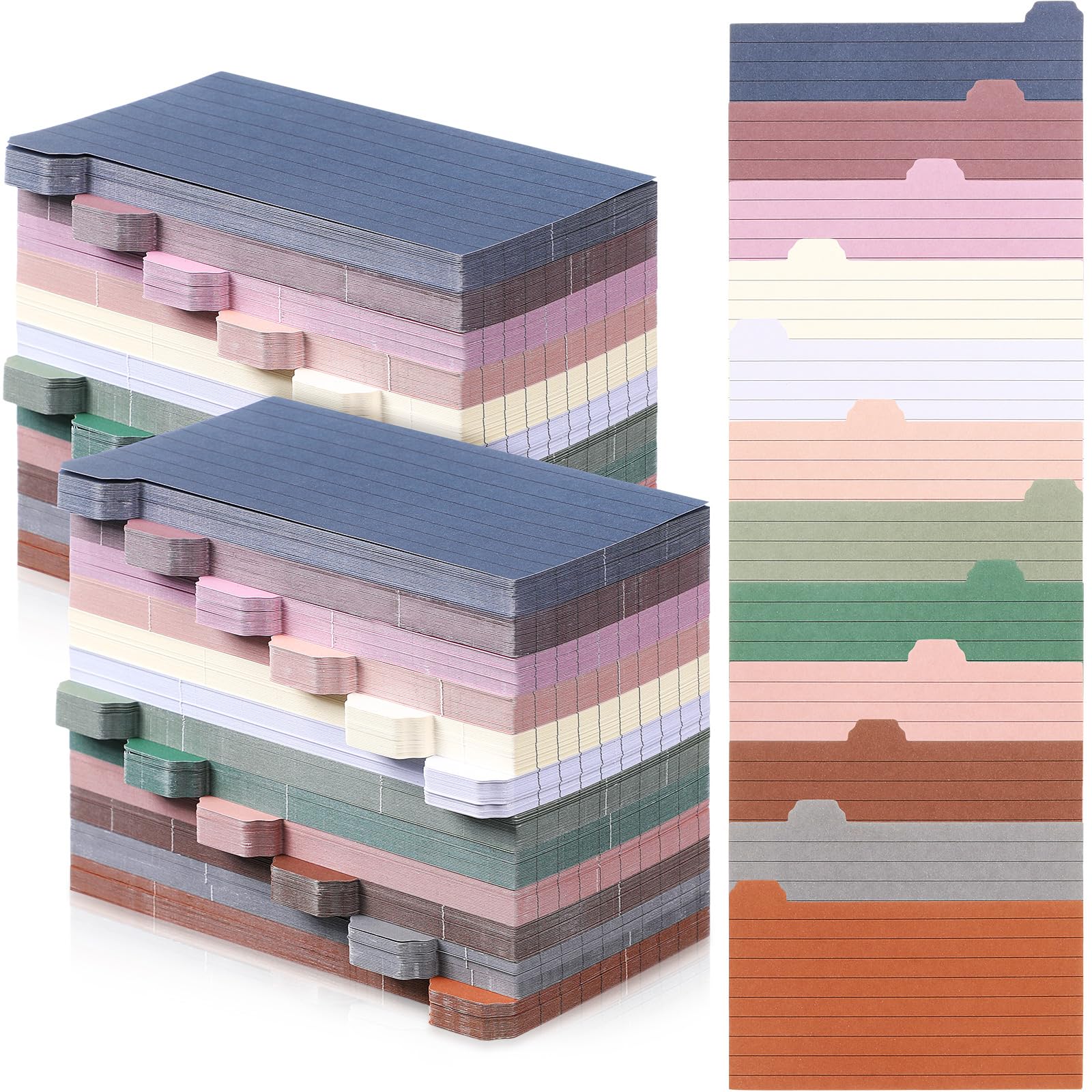 600 Sheets 3 x 5 Inch Tabbed Index Cards Morandi Colors 150gsm Ruled Note Card Flash Dividers Cards Study Cards and Recipe Guides with Blank Tabs Study Accessories, 12 Colors