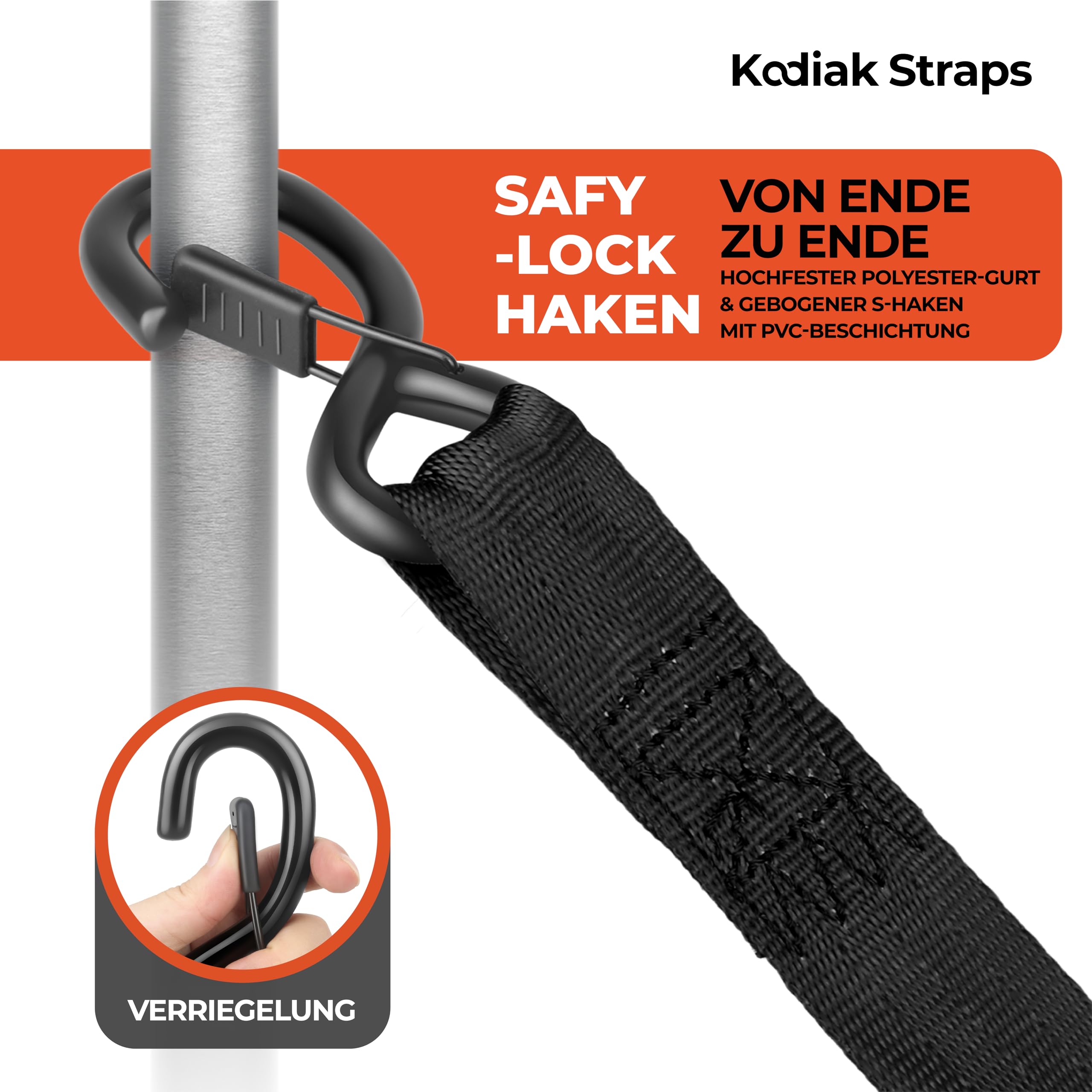 Automatik Spanngurte 25mm 3m mit S Haken | 800KG Selbstaufrollend Spanngurte mit Ratsche | Zurrgurte mit Ratsche für LKW Anhänger, Motorrad, Fahrrad | Schwarz - 4 Stück