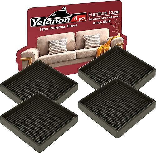 Yelanon Posavasos para muebles, 4 unidades, 4 unidades, 4 pulgadas, almohadillas antideslizantes para muebles, suelos de madera dura, agarres
