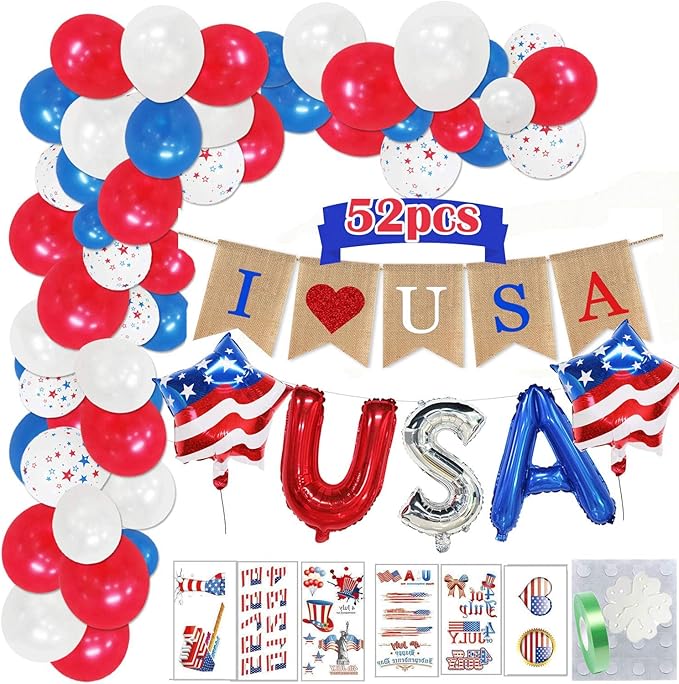 Amazon.com: Bulk 4th of July Decor 4th of July Dรฉcor Patriotic Decorations Include Burlap USA