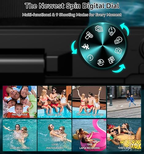 Miniatura 4 de Cámara digital, cámara de viaje UHD 5K de 80 MP cámaras compactas con zoom de 18X para YouTube con pantalla abatible de 3 pulgadas, cámaras de video