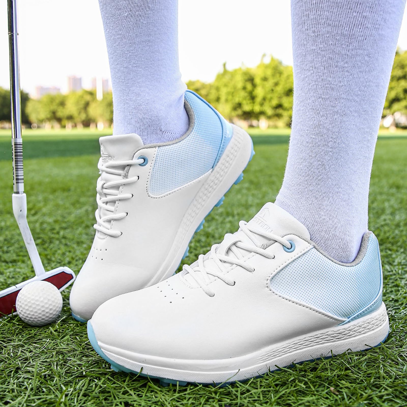 Mujer Zapatos De Golf, Zapatillas De Golf Ligeras E Impermeables Sin Clavos para Niñas, Zapatos De Golf Antideslizantes para Entrenamiento De Tallas 36-43