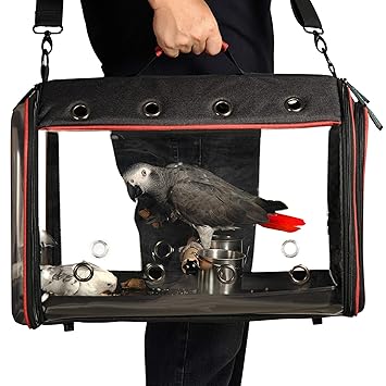 Colorday Lightweight Bird Carrier, Bird Travel Cage (Large 19 x 12 x 13, Black)