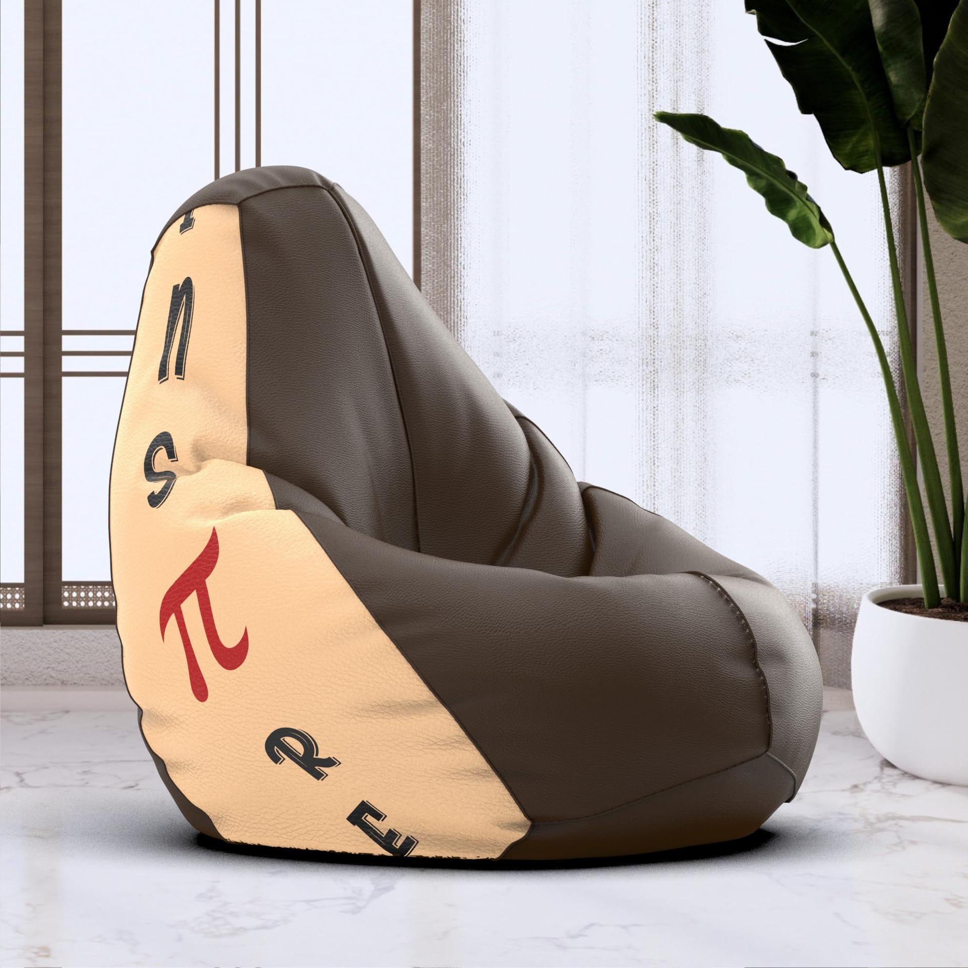 Bean Bag Chair Cover | Size: 1XL | Color: Inspire Brown Cream | Without Beans | Premium Leatherette Cover (CMF 2054)-image-13