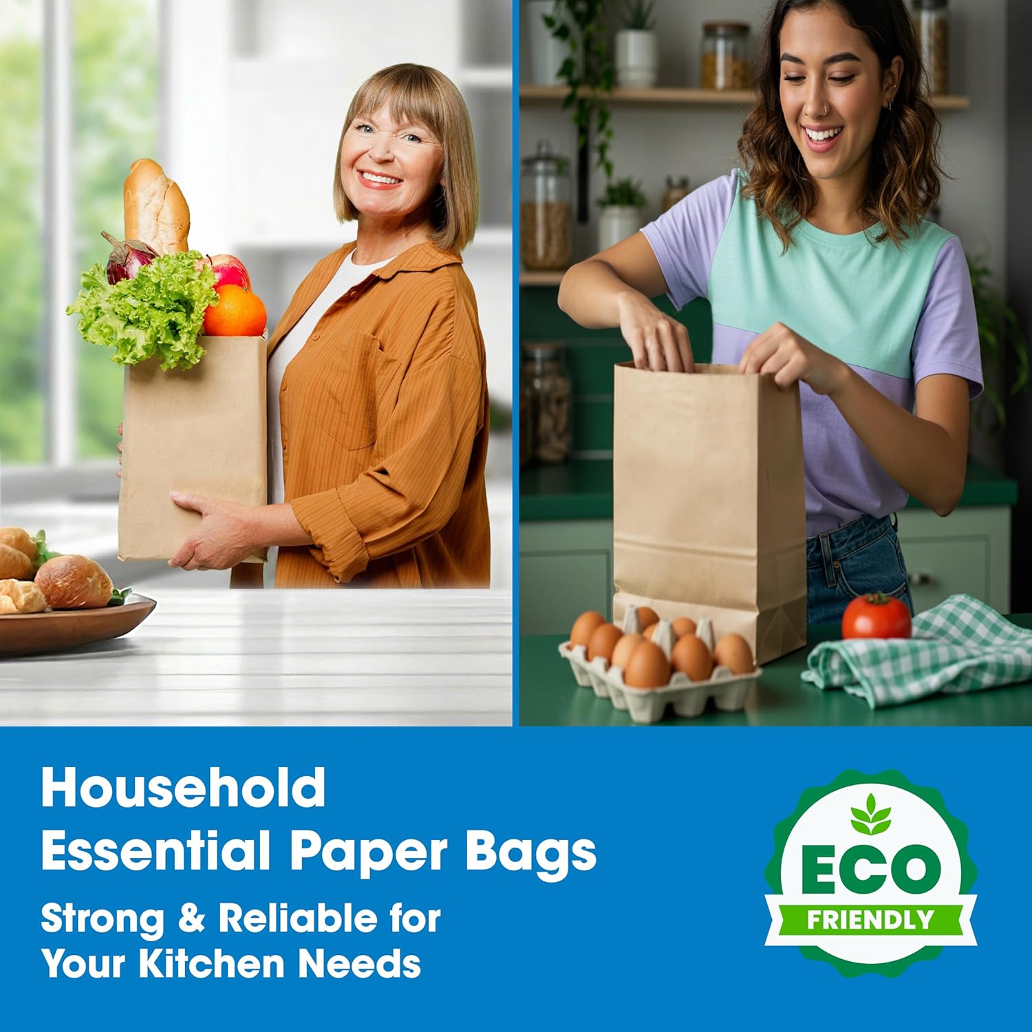 Excellent 500 Pack Brown Paper Lunch Bags for Food - 6.1 x 3.75 x 12.6 inches 10Lb Capacity Paper Grocery Bags for Breads, Snacks, Cookies, Sandwiches - Kraft Paper Bags for Small Businesses