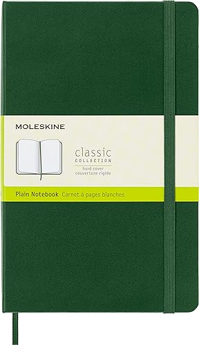 Moleskine - Cuaderno clásico con tapa dura, grande (5 x 8.25 pulgadas), lisoen blanco, verde mirto, 240 páginas