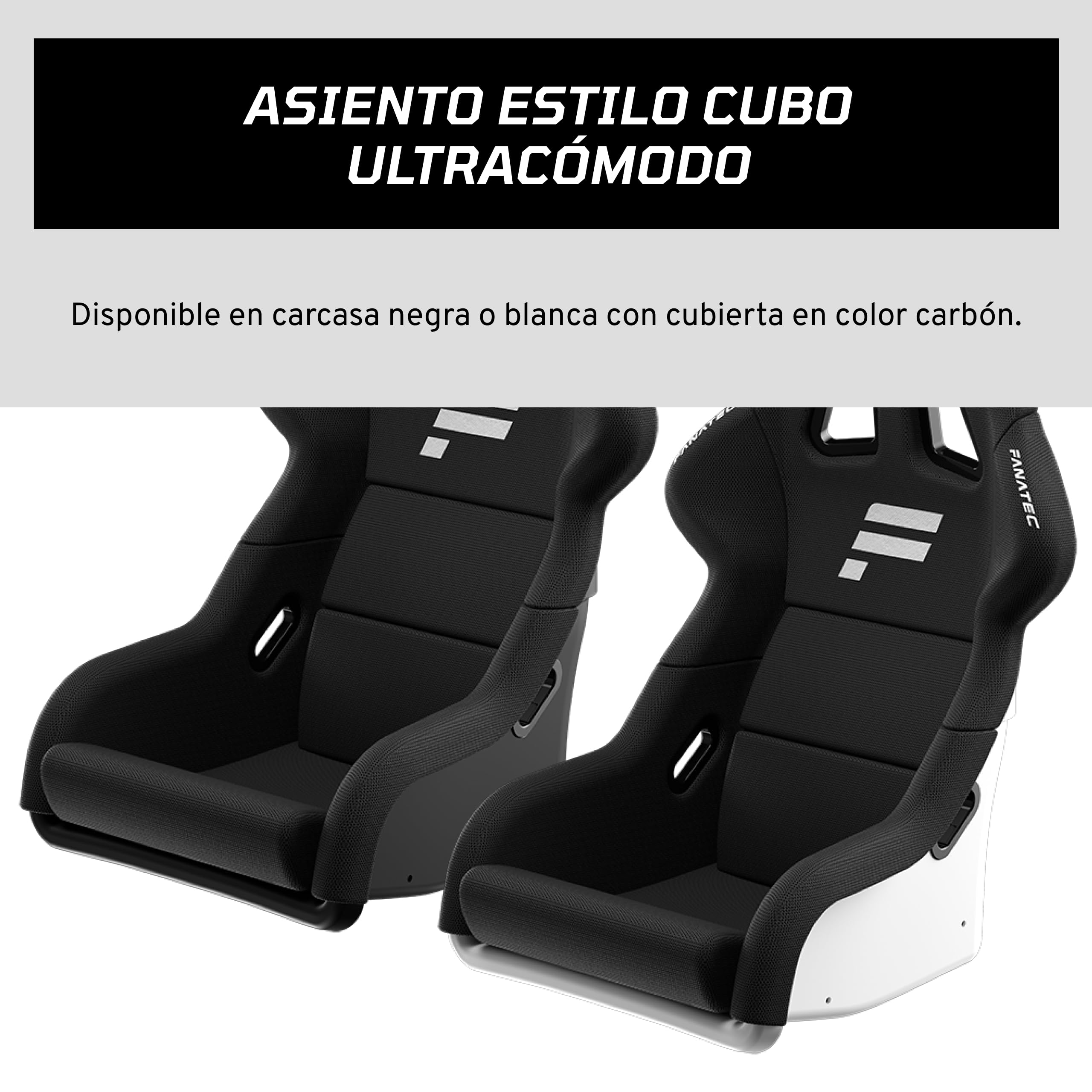 FANATEC ClubSport GT Sim Racing Asiento – Rígido y Duradero, Carcasa Reforzada con Fibra, Espuma Acolchada, Tejido Transpirable, Soporte Lumbar – Negro