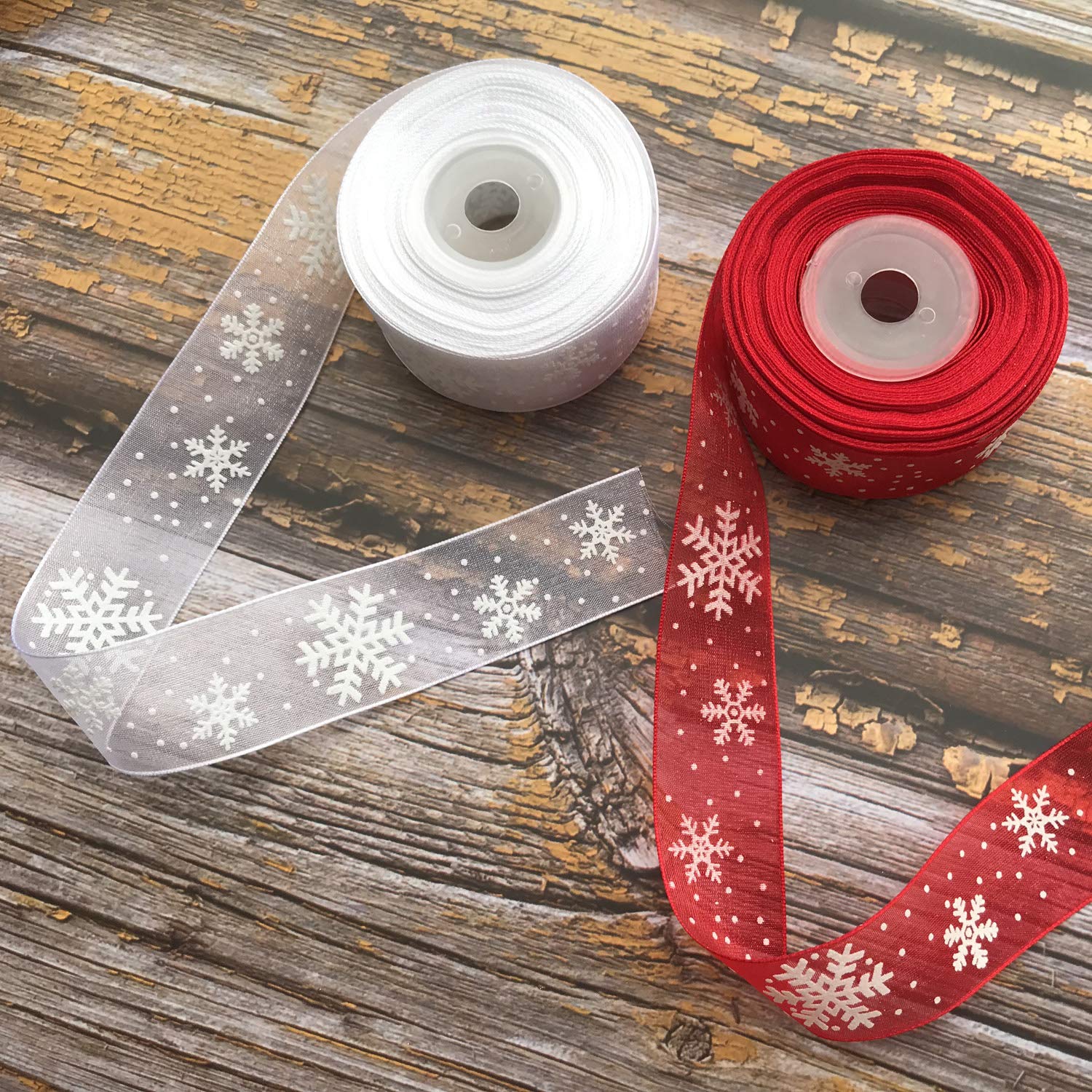 R772 オーダーメイド商品 雪の結晶 たらりんリボン Amazon.co.jp: LXKBD 2ロール 雪の結晶 ワイヤーオーガンザ