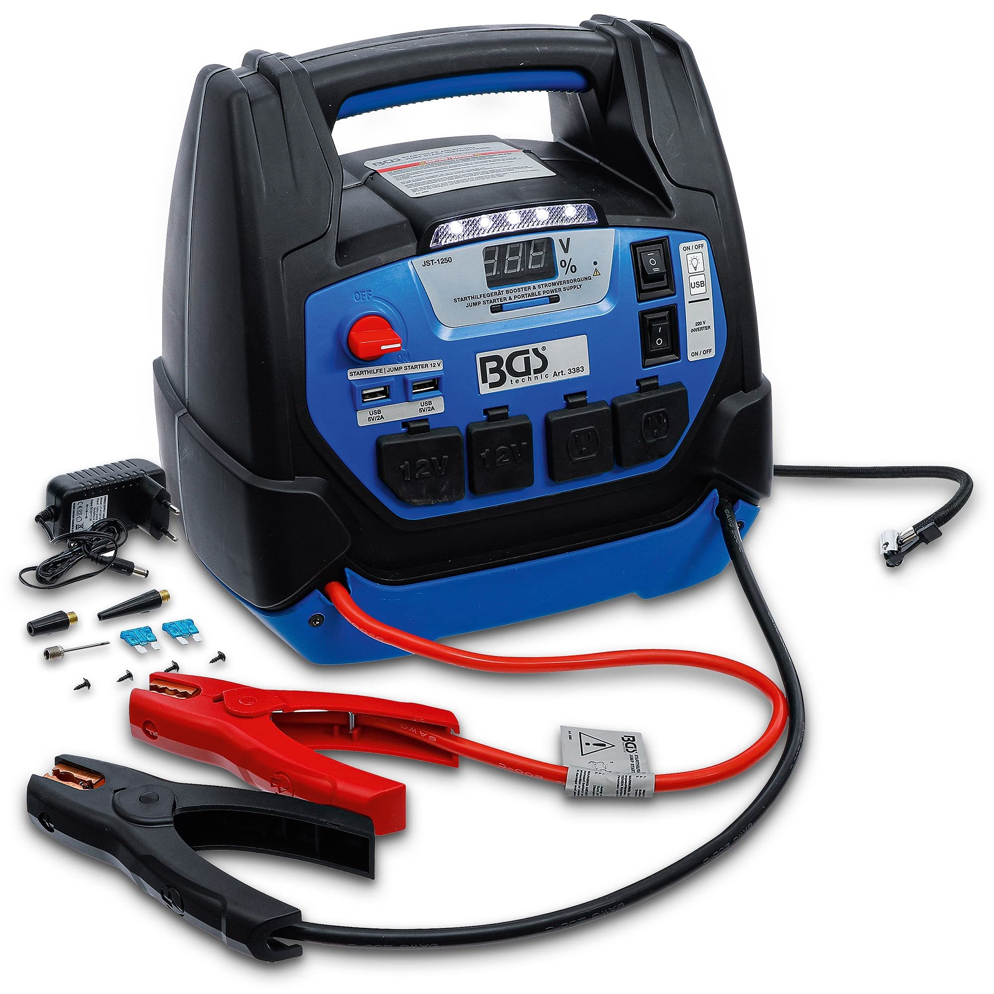 BGS 3383 | Multifunktions-Starthilfegerät & Mobile Stromversorgung | 5-in-1 | 18 Ah | Starthilfe Powerbank, Tragbare Auto Batterie Booster