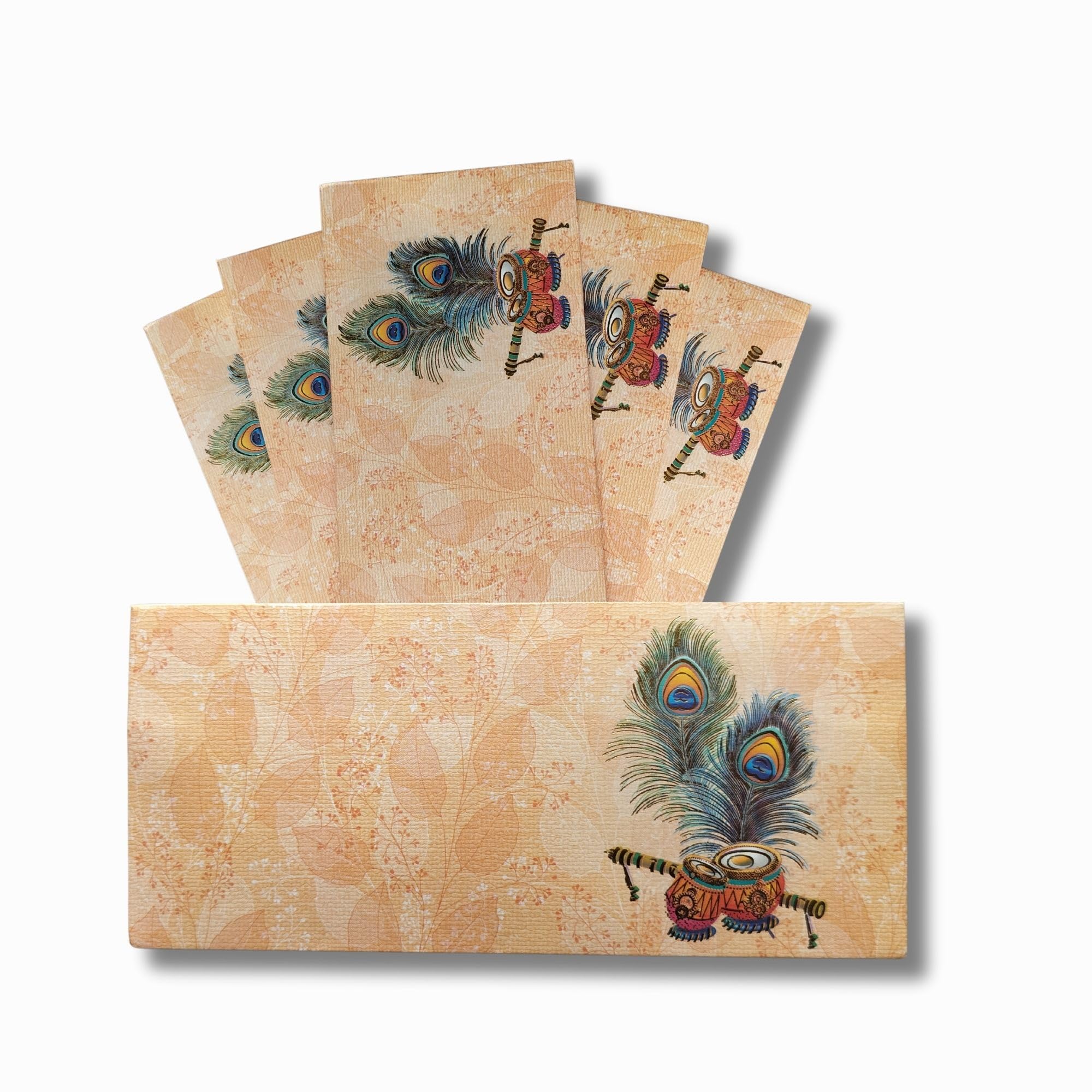 PAPER BEING 25 Pcs Beige Flute & Tabla Design Shagun envelopes for gifting money, Sagun Lifafa | Fancy Shagun envelope for Cash Money | For Gift, Wedding, Marriage & Functions